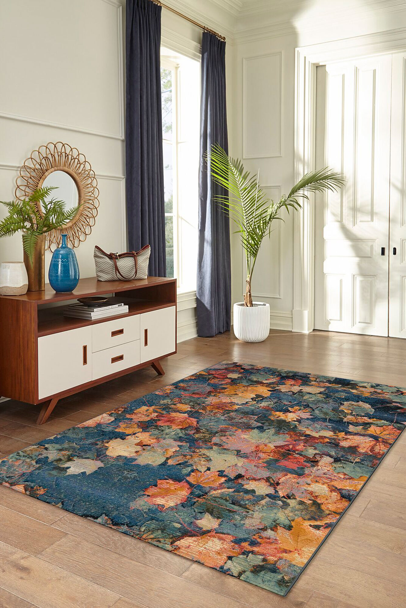 Aperto Floral Autumn Leaves Rug(Size 235 x 160cm)