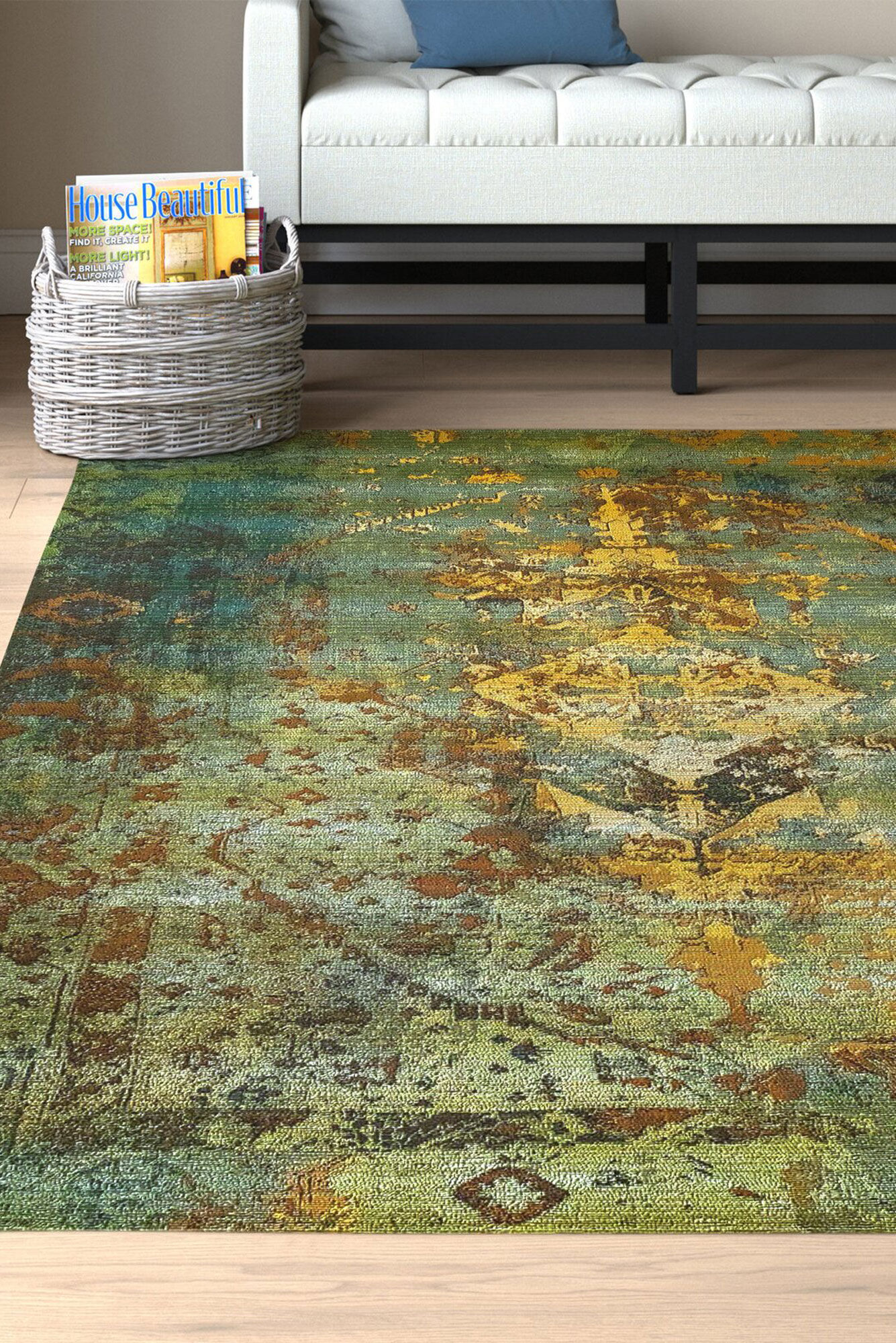 Large View Aperto Transitional Green Rug(Size 235 x 160cm)