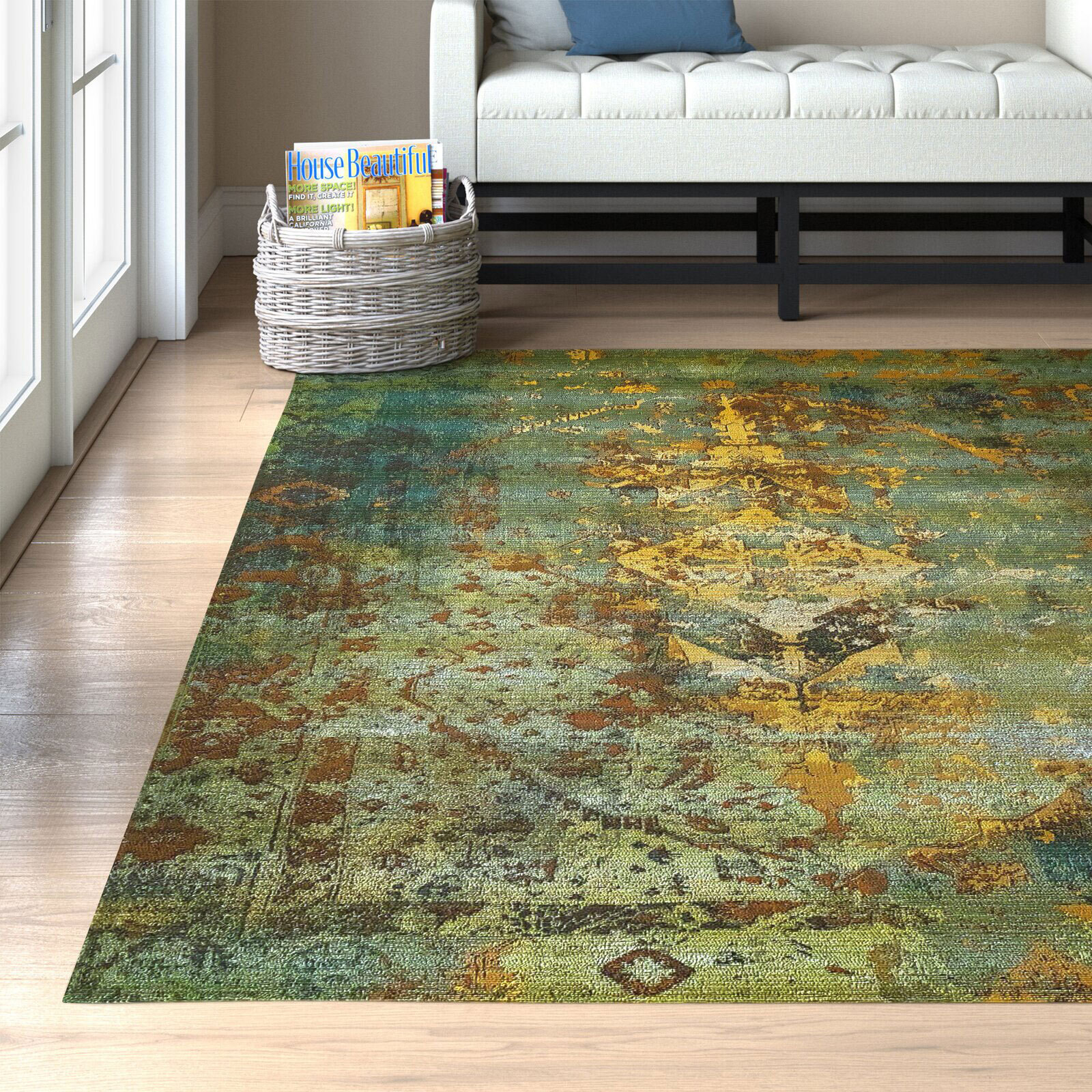 Large View Aperto Transitional Green Rug