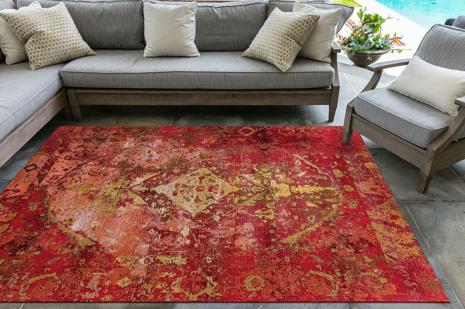 Large View Aperto Transitional Red Rug
