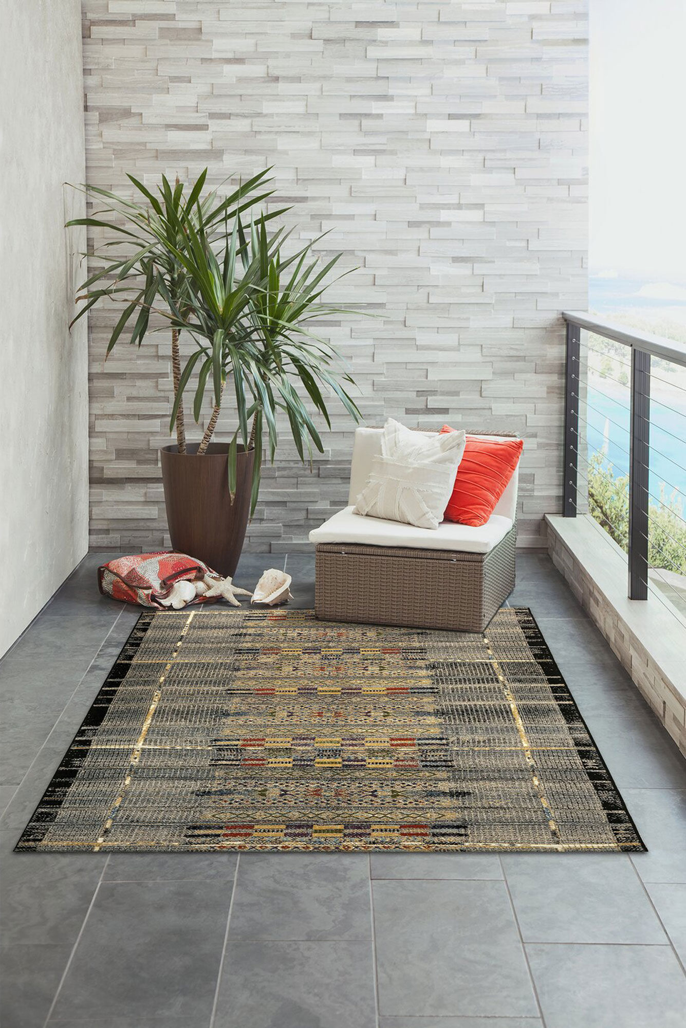 Aperto Grey Tribal Pattern Rug(Size 235 x 160cm)