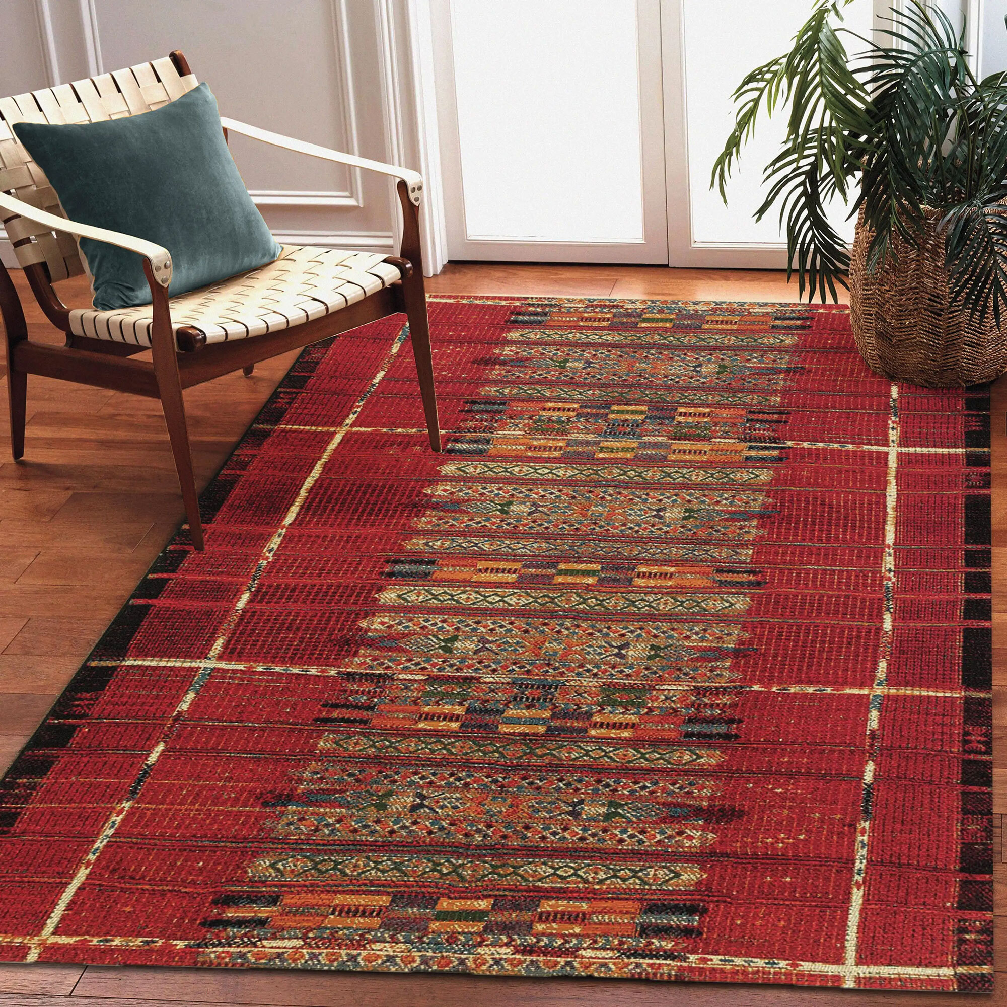 Aperto Red Tribal Pattern Rug