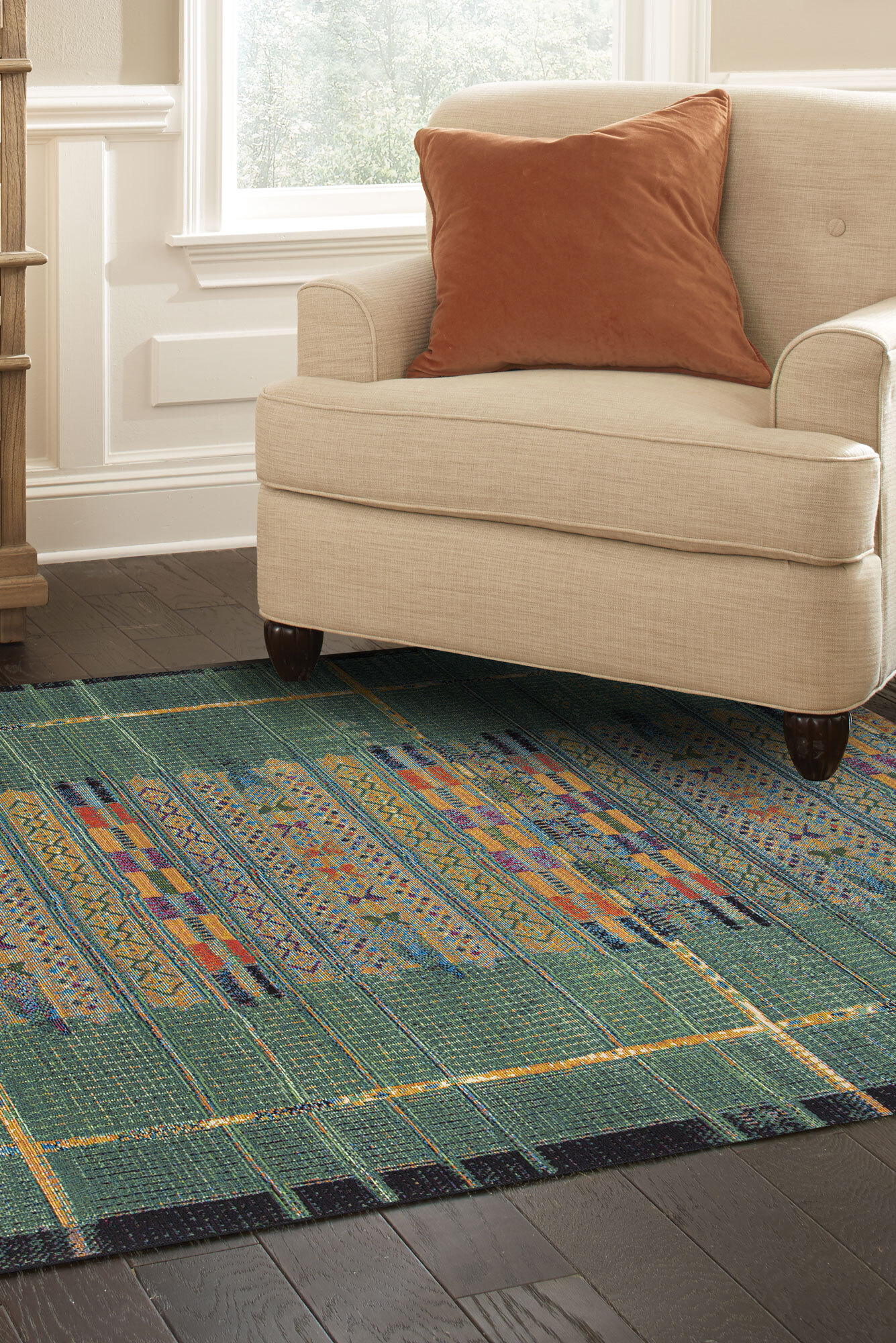 Aperto Green Tribal Pattern Rug(Size 235 x 160cm)