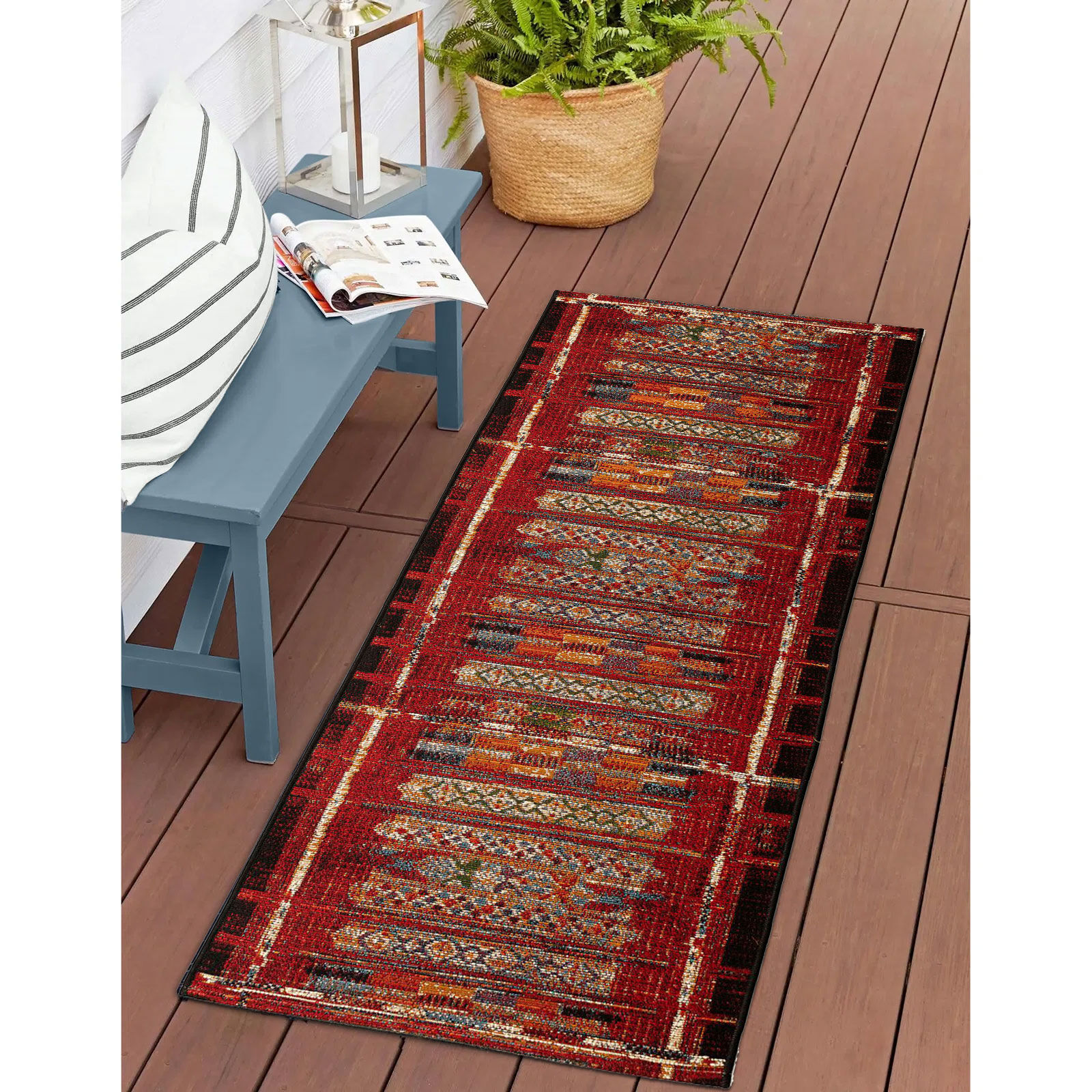 Aperto Red Tribal Pattern Rug