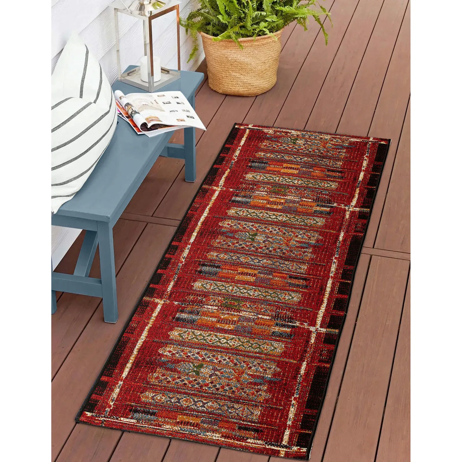 Large View Aperto Red Tribal Pattern Rug