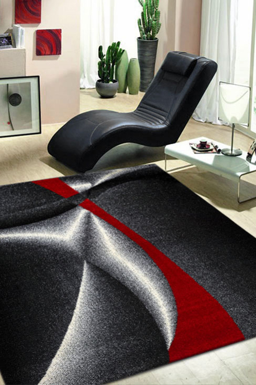 Aria Black Modern Abstract Rug(Size 170 x 120cm)