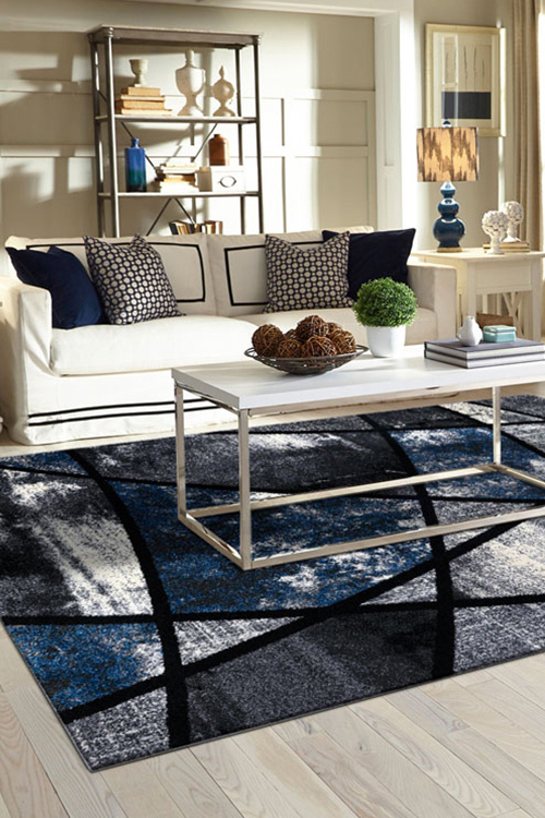 Aria Blue Modern Abstract Rug(Size 170 x 120cm)