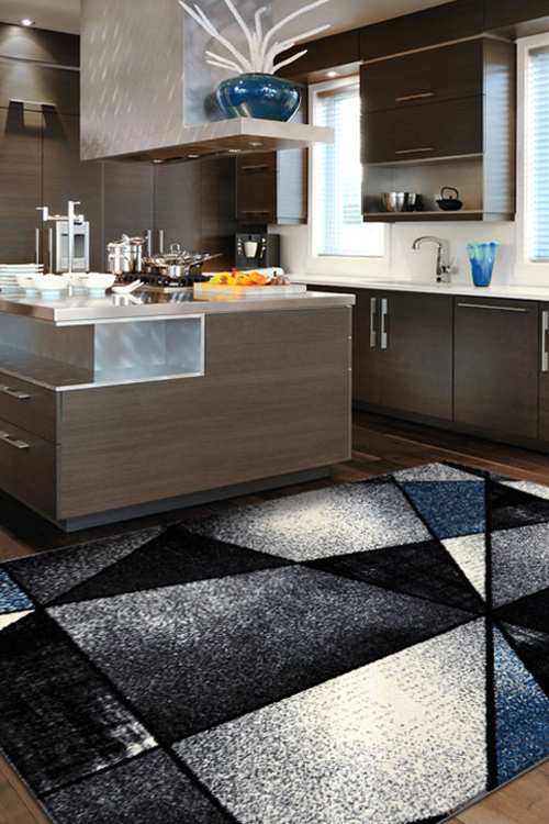 Large View Aria Blue Modern Geometric Rug(Size 170 x 120cm)