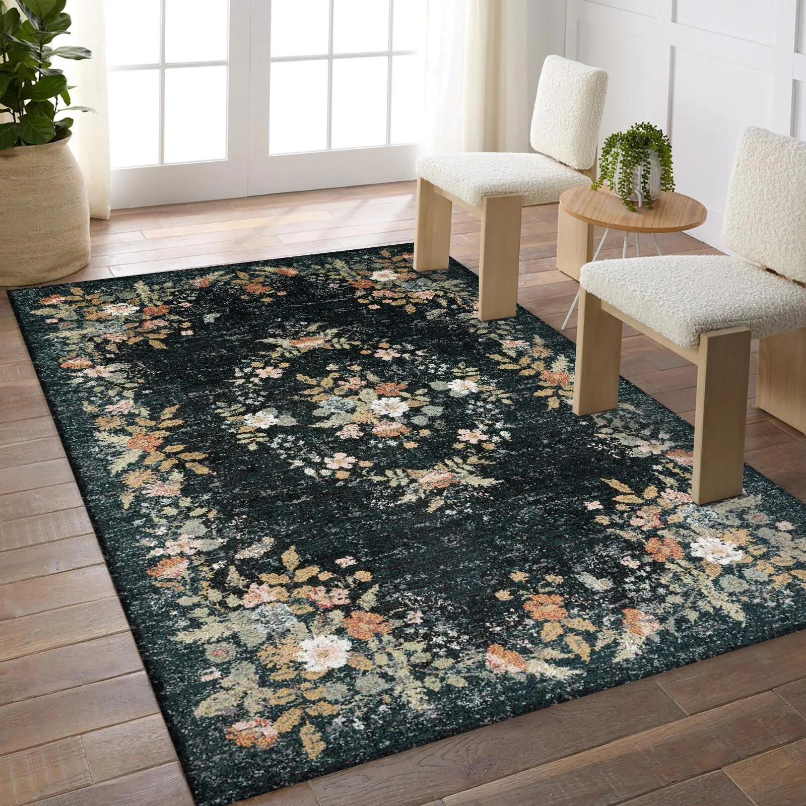 Large View Aubusson Floral Medallion Rug