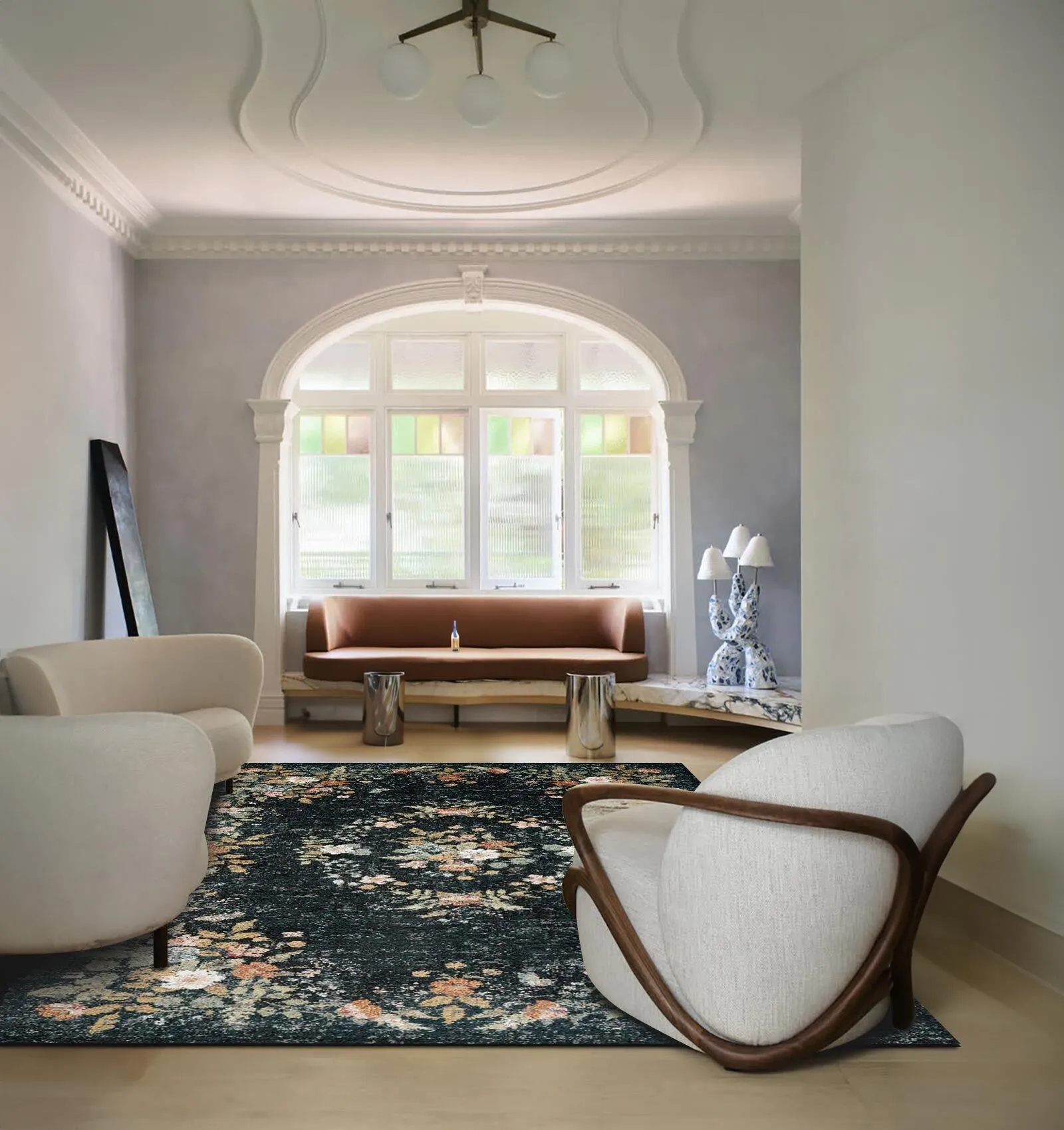 Large View Aubusson Floral Medallion Rug
