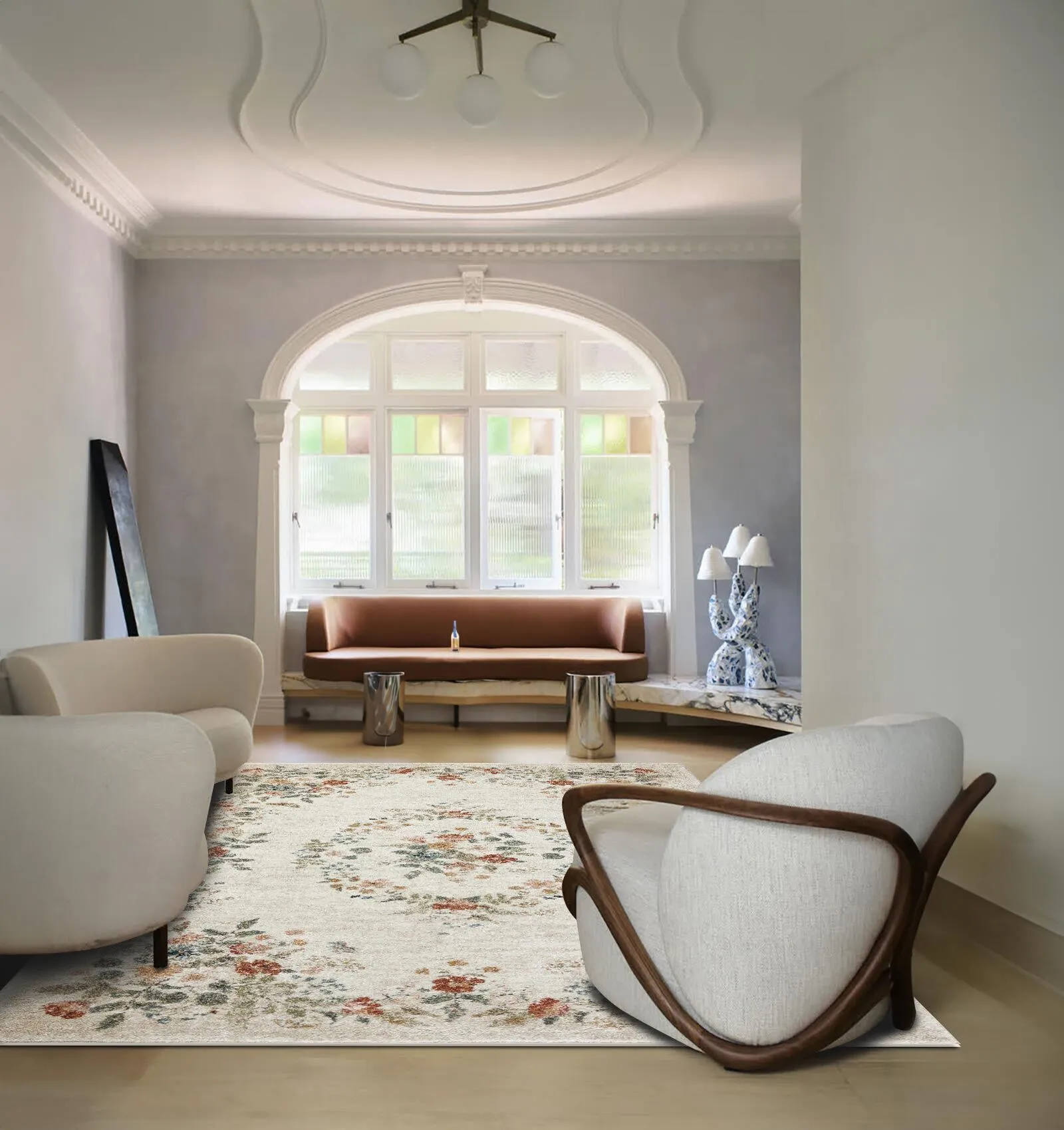 Large View Aubusson Floral Medallion Rug