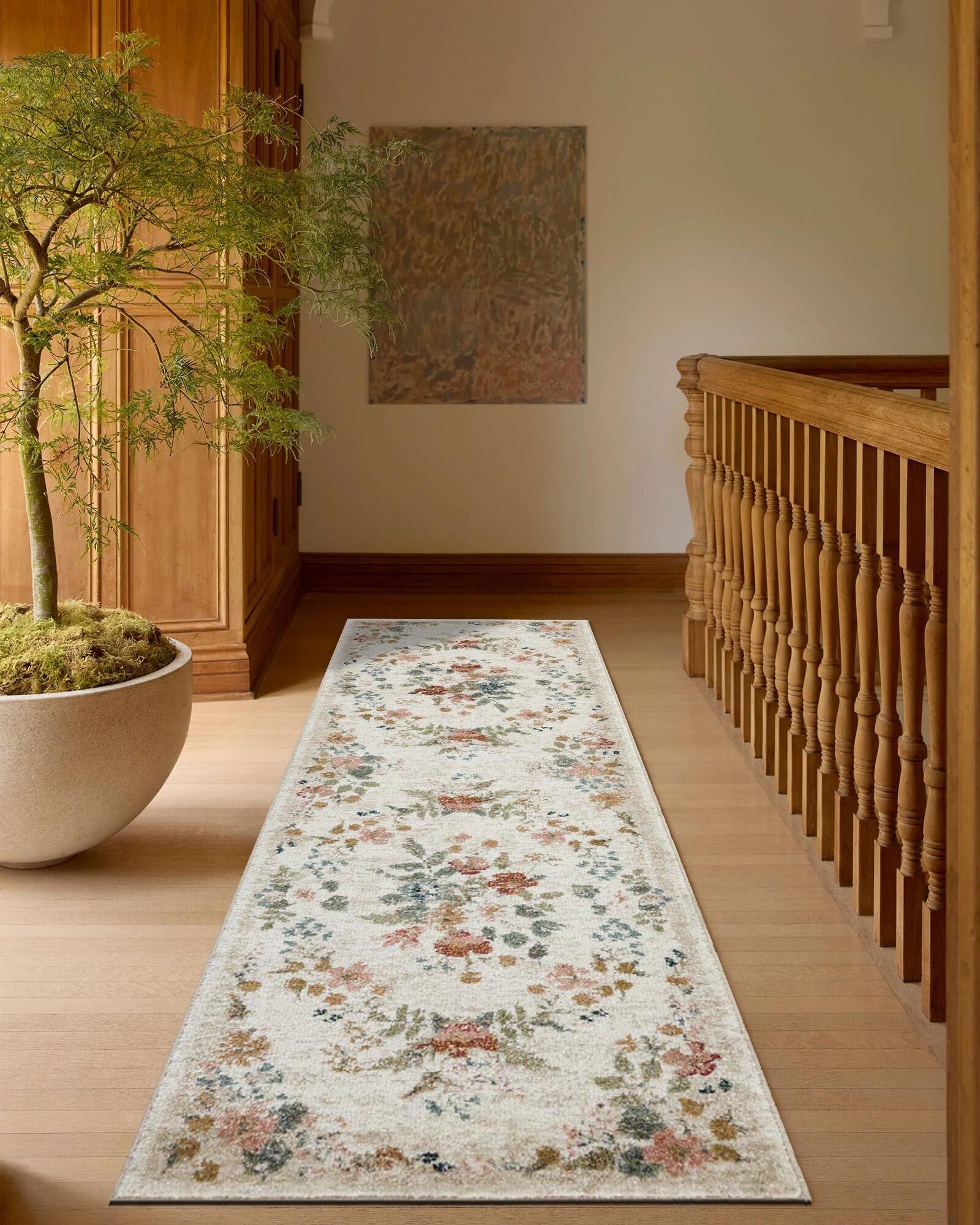 Large View Aubusson Floral Medallion Rug