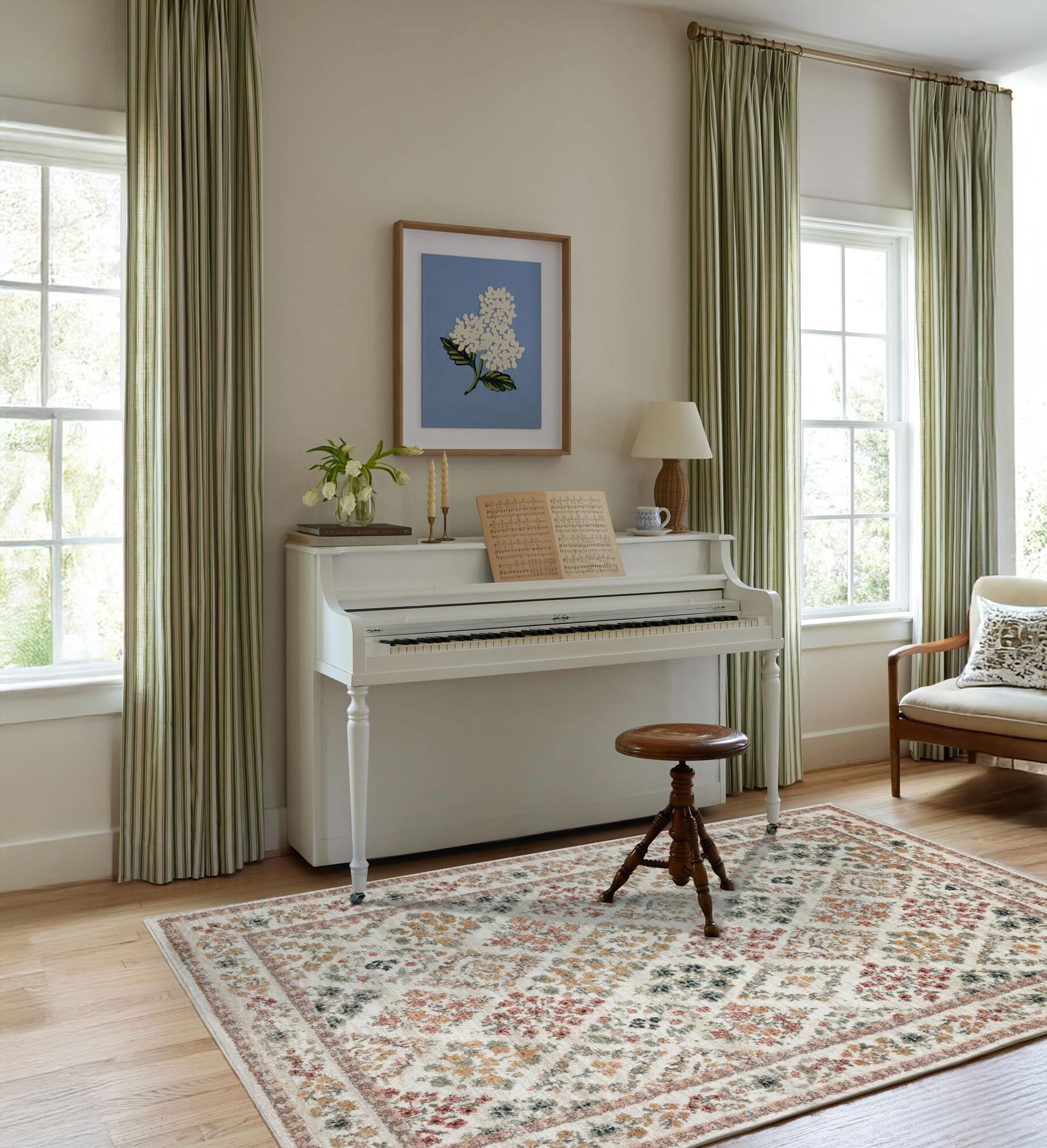 Large View Aubusson Floral Pattern Rug