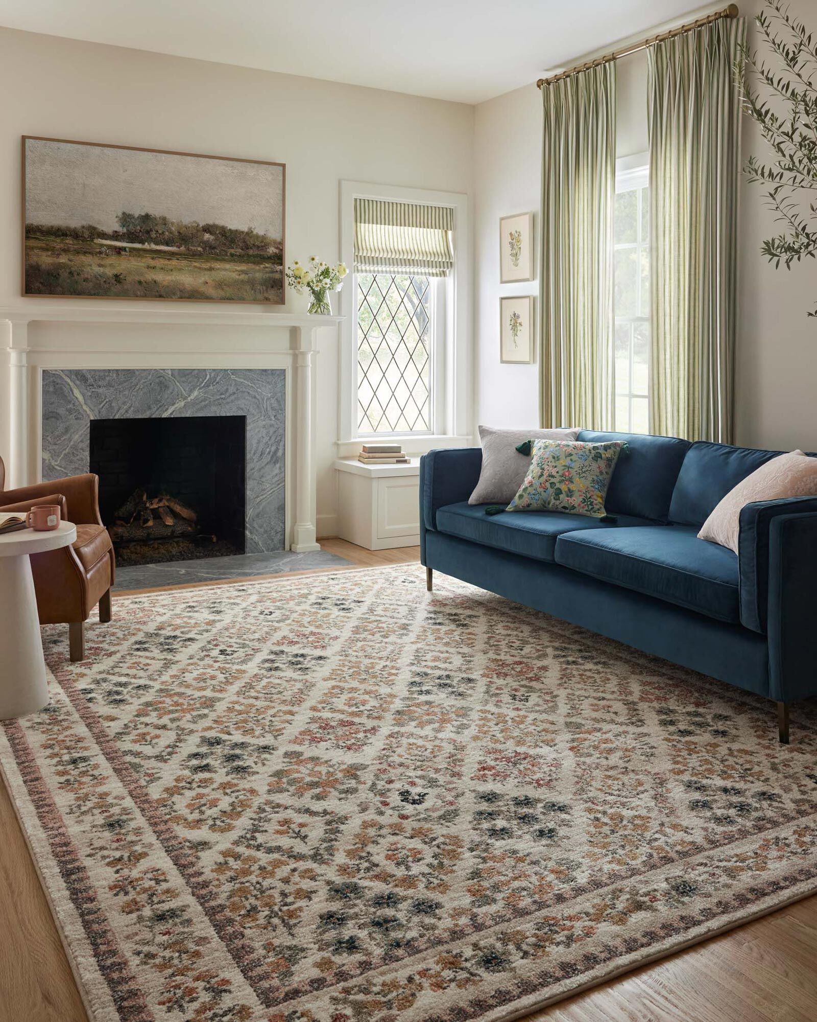 Large View Aubusson Floral Pattern Rug