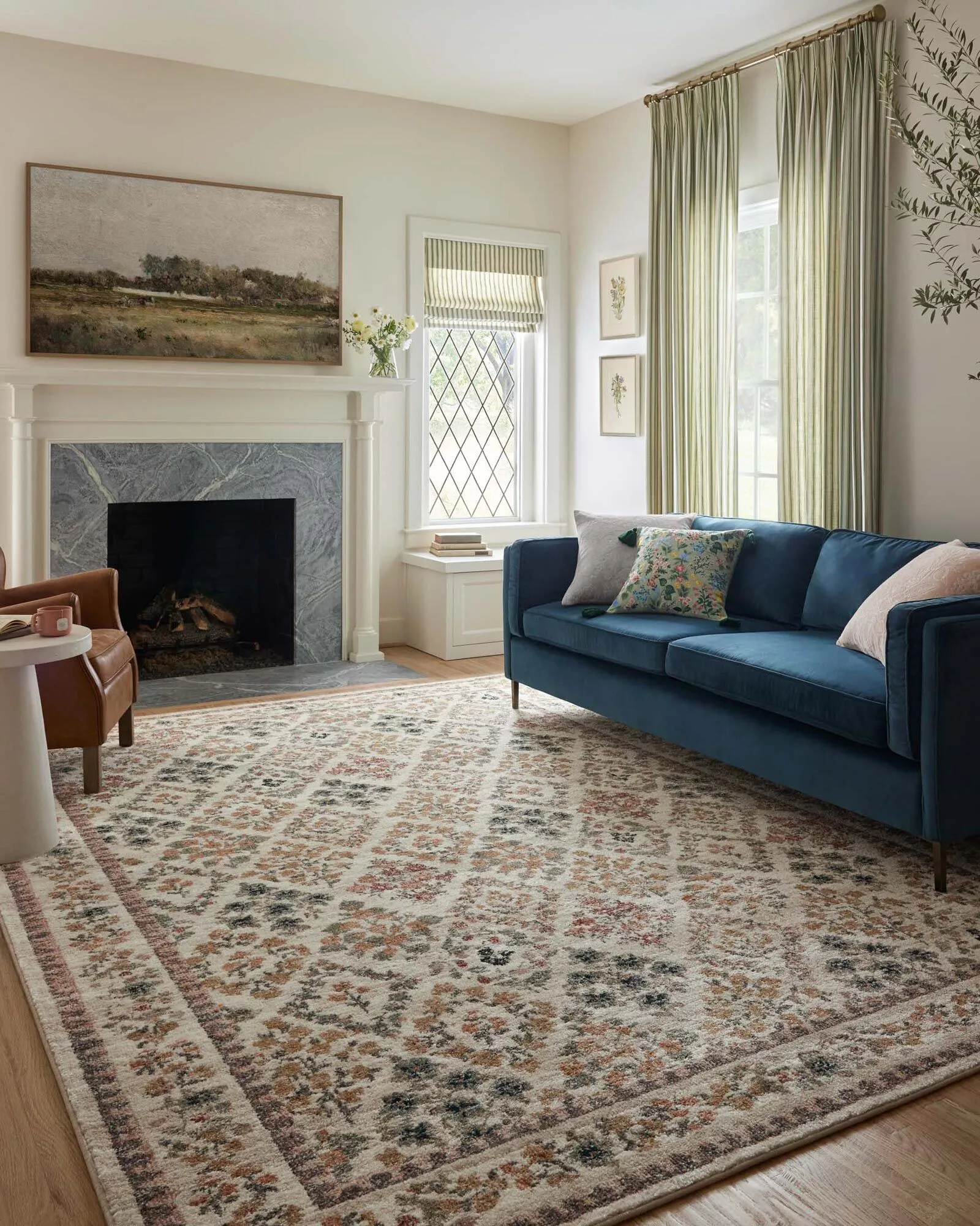 Large View Aubusson Floral Pattern Rug