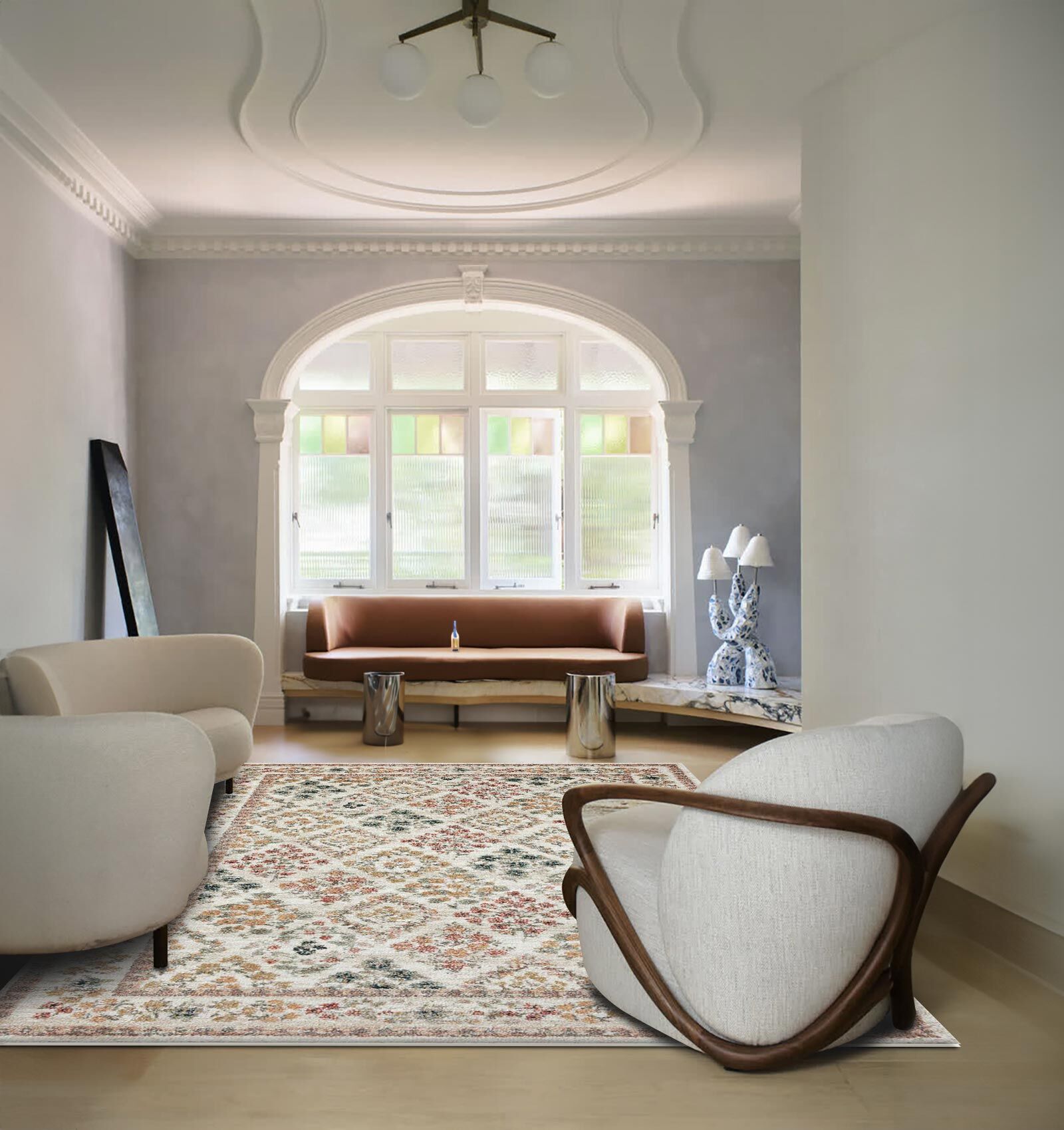 Large View Aubusson Floral Pattern Rug
