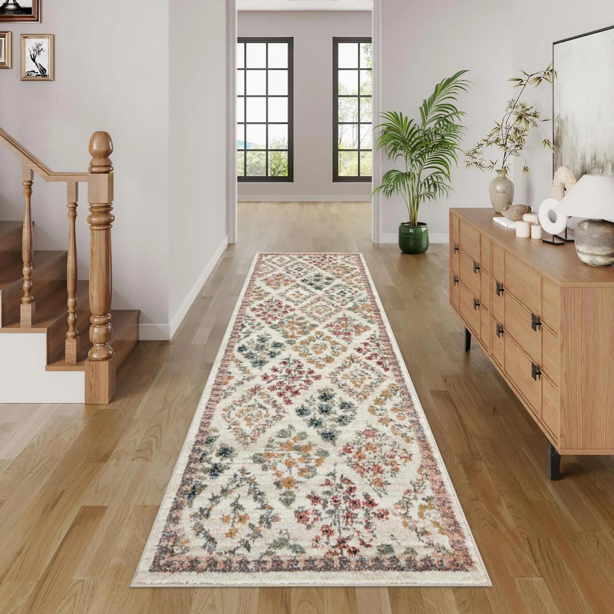 Large View Aubusson Floral Pattern Rug