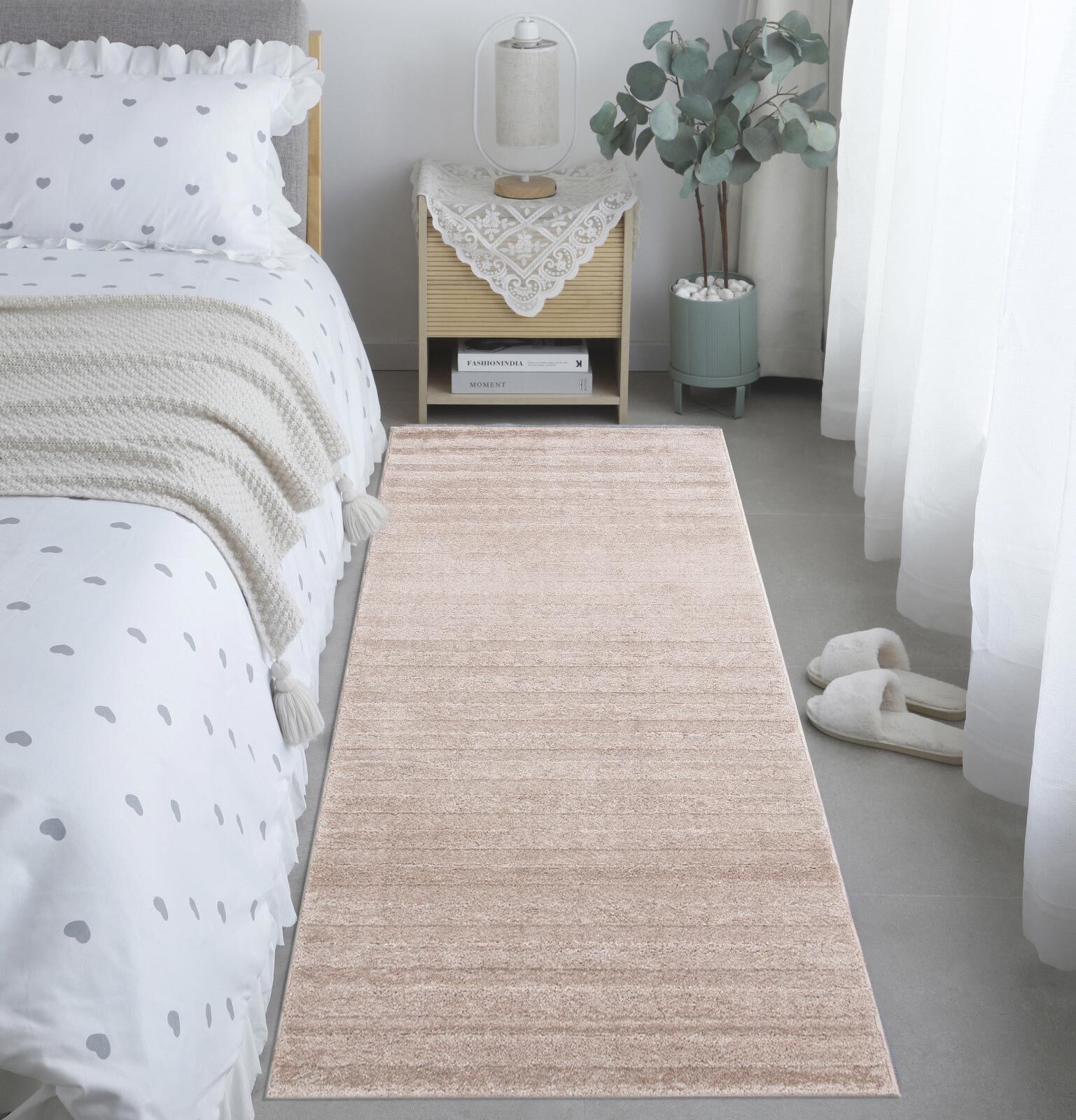 Large View Austin Plain Beige Striped Rug