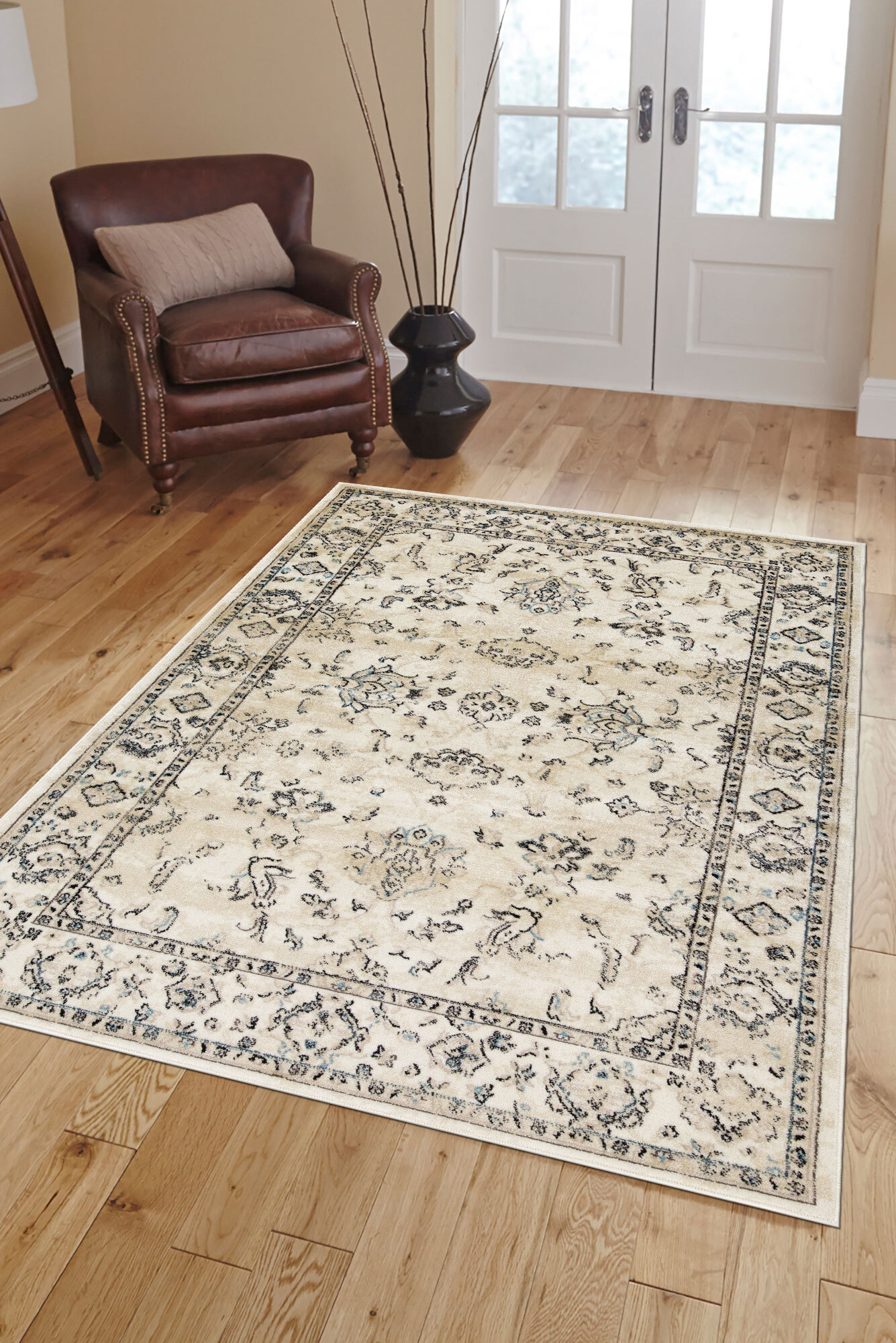 Bliss Traditional Beige Floral Rug(Size 170 x 120cm)