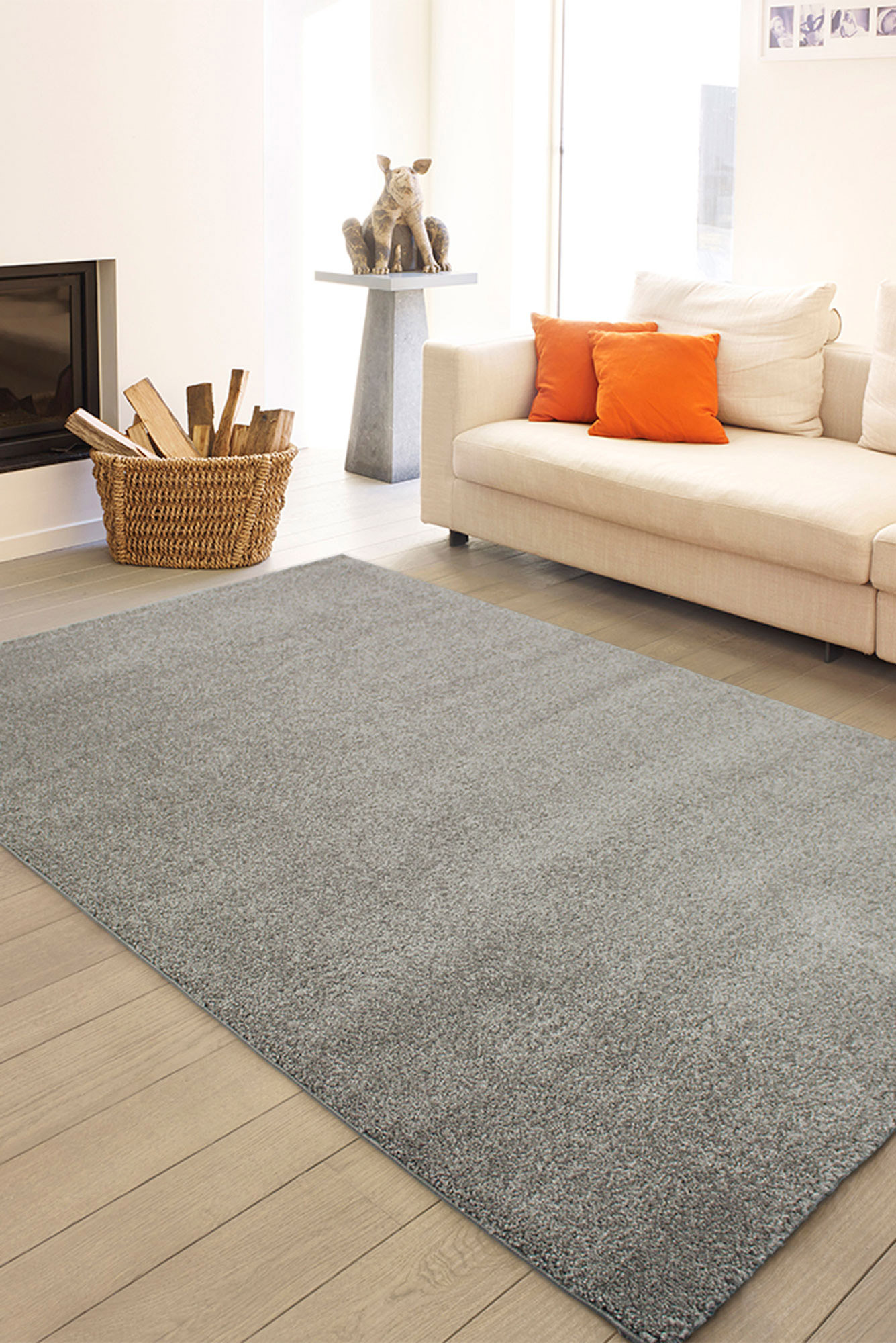 Large View Bergamo Plain Grey Modern Rug(Size 230 x 160cm)