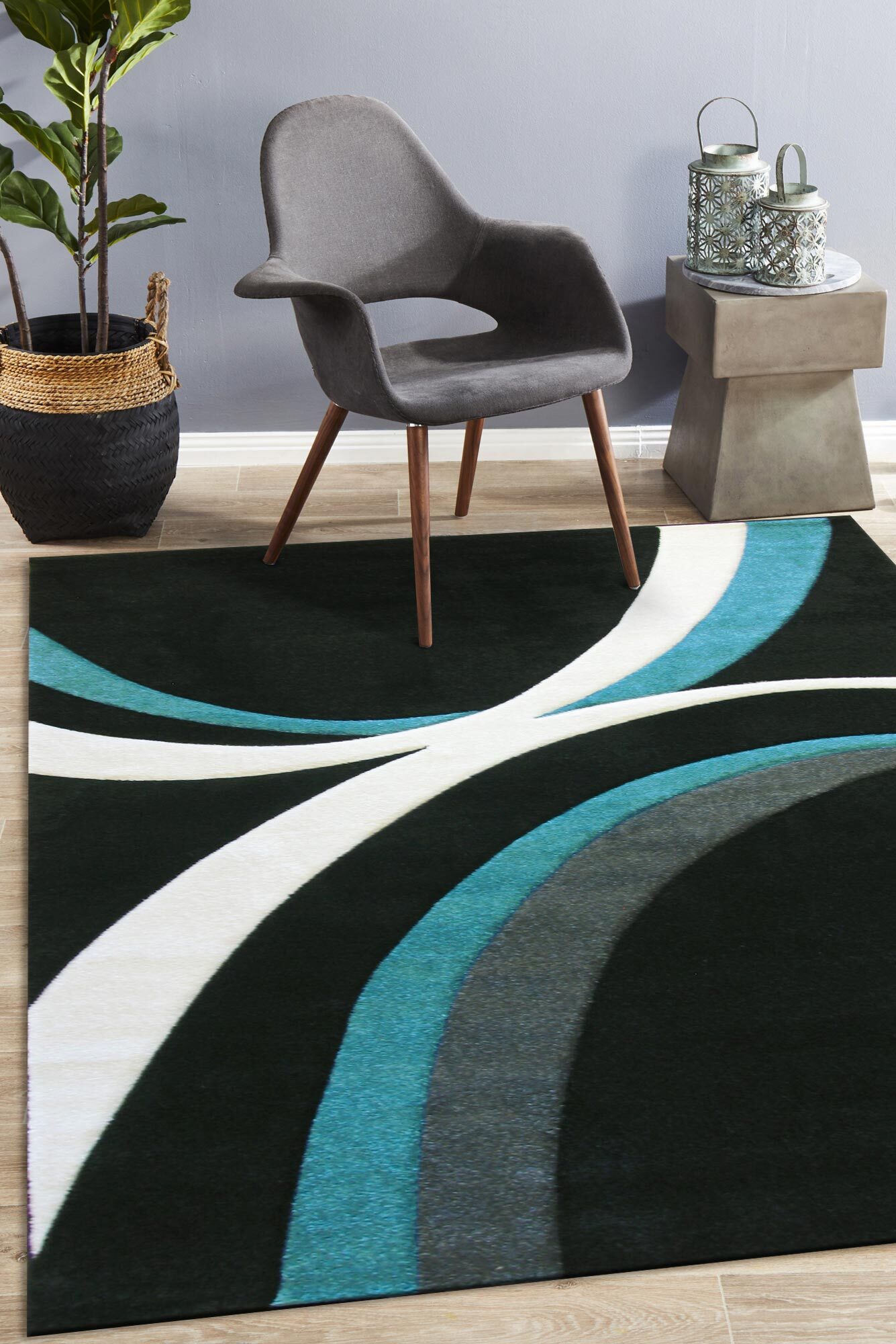 Bonnie Black Modern Abstract Rug(Size 270 x 180cm)