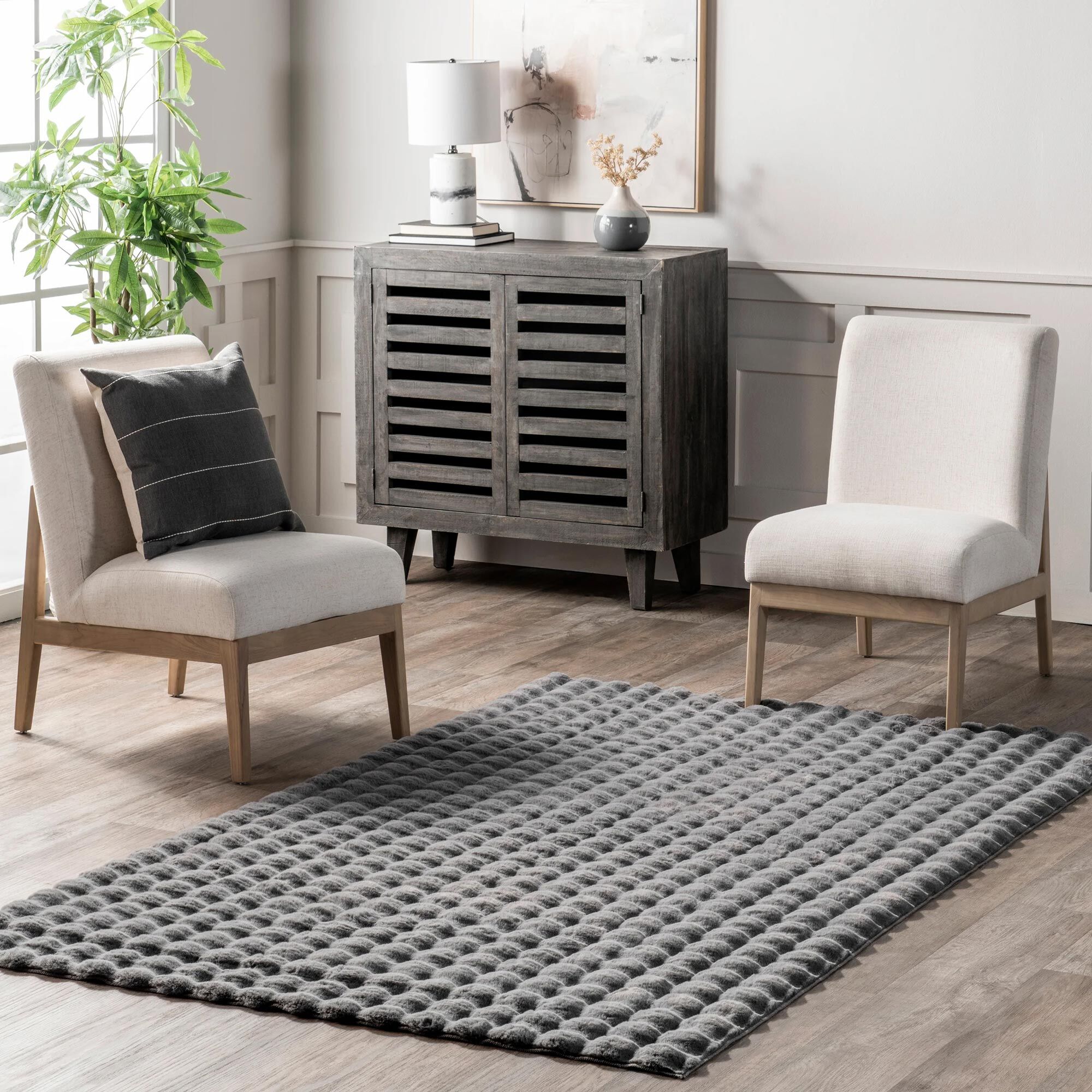 Large View Bubble Plush Washable Rug