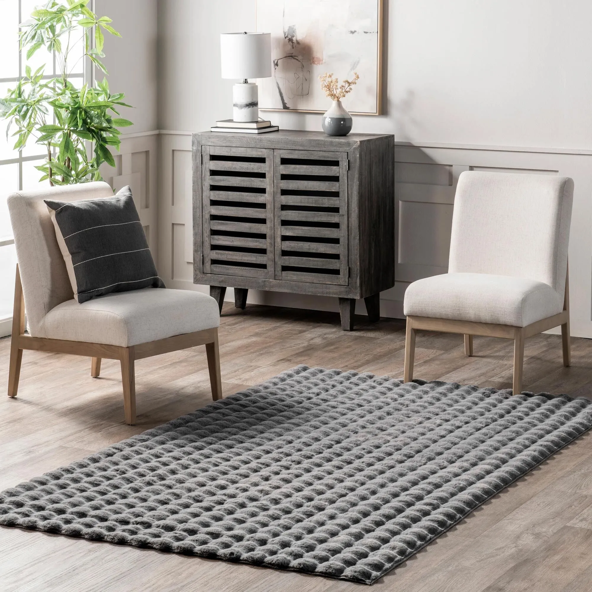 Large View Bubble Plush Washable Rug
