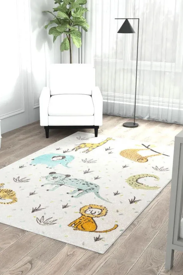 Candy Safari Animals Kids Rug(Size 170 x 120cm)