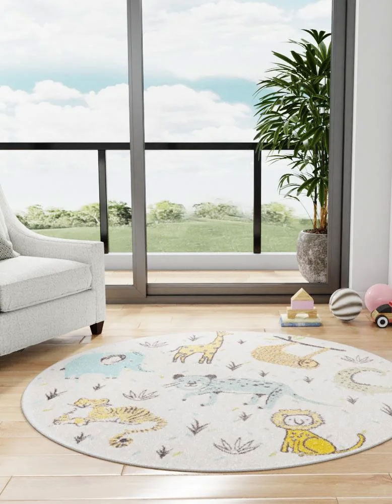Large View Candy Safari Animals Kids Rug