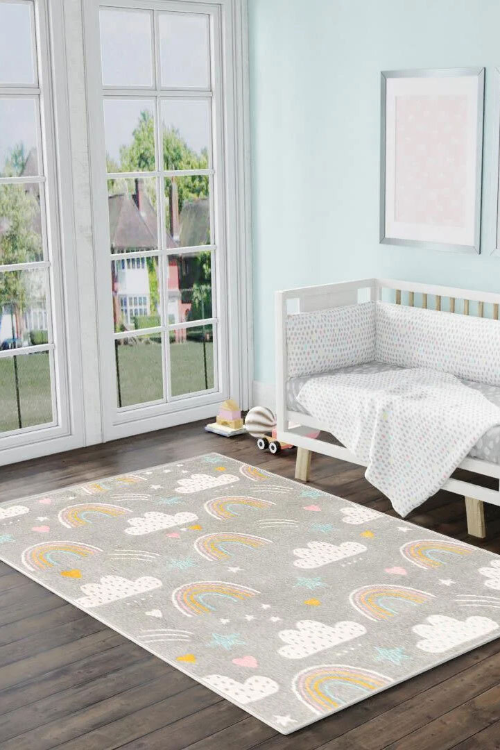 Candy Rainbow & Clouds Kids Rug(Size 170 x 120cm)