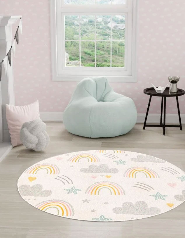 Large View Candy Rainbow & Clouds Kids Rug