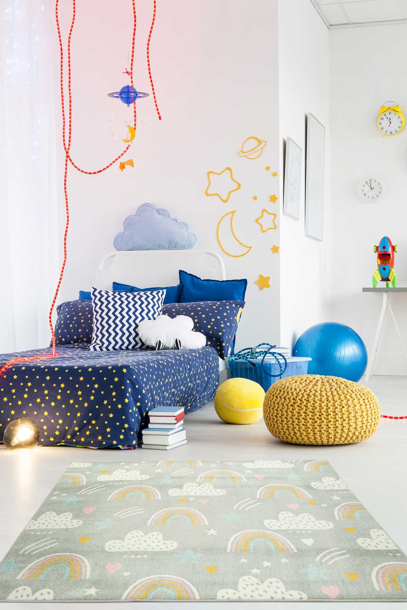 Large View Candy Rainbow & Clouds Kids Rug