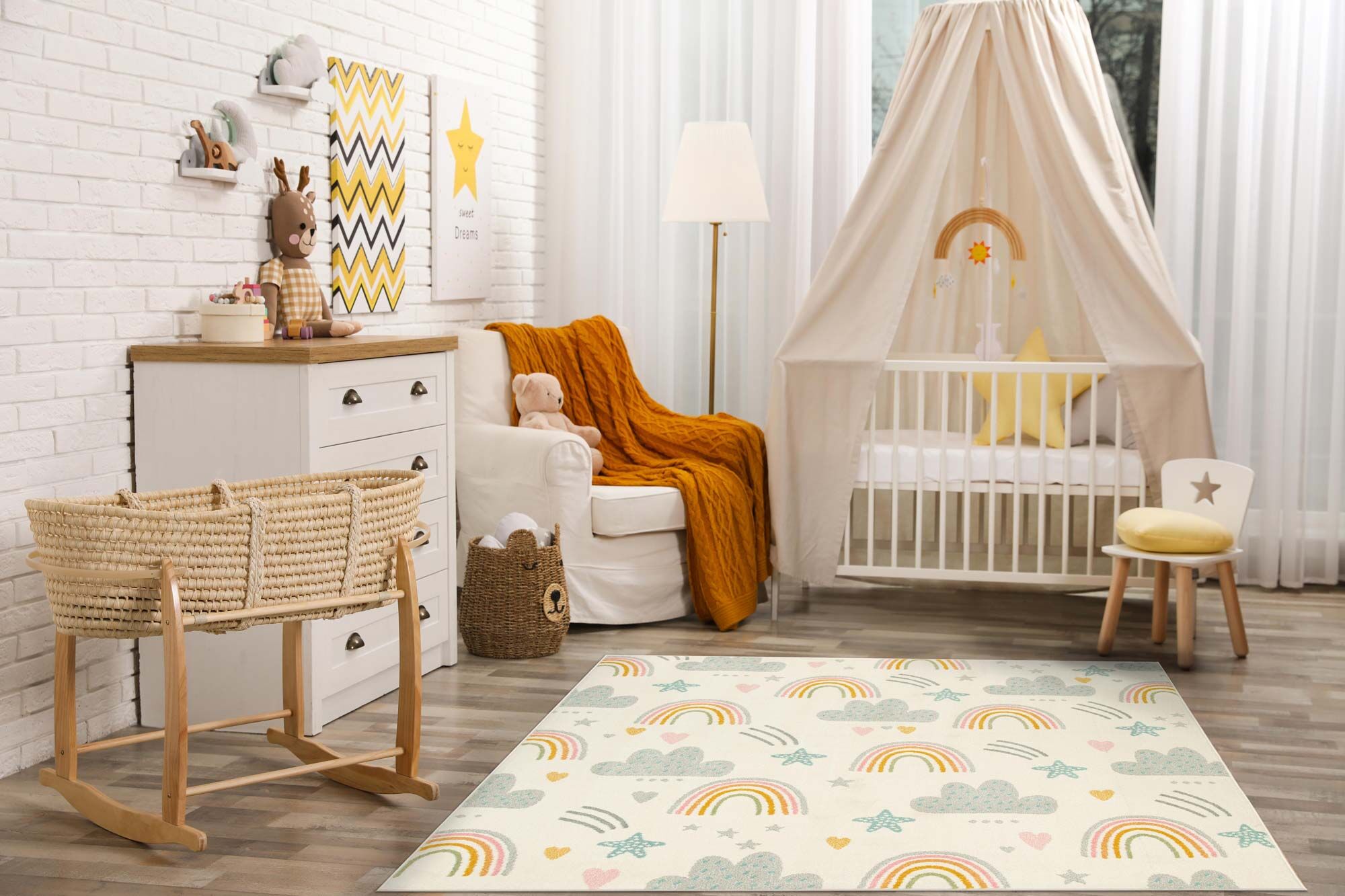 Large View Candy Rainbow & Clouds Kids Rug