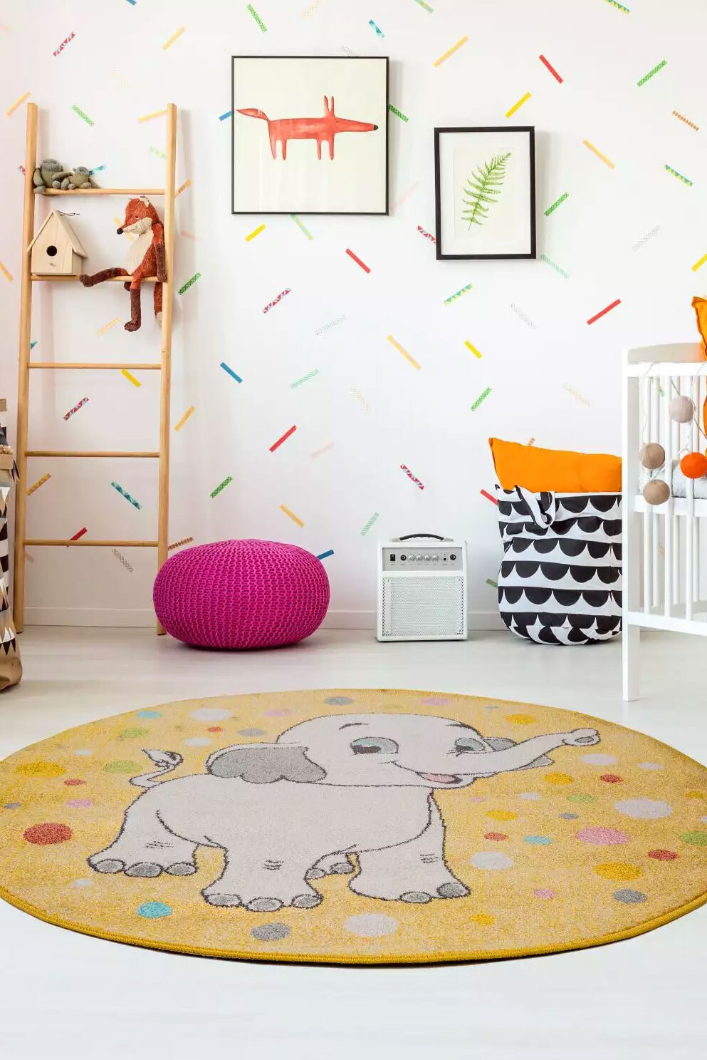 Large View Candy Elephant Kids Round Rug(Size 133 x 133cm) ROUND