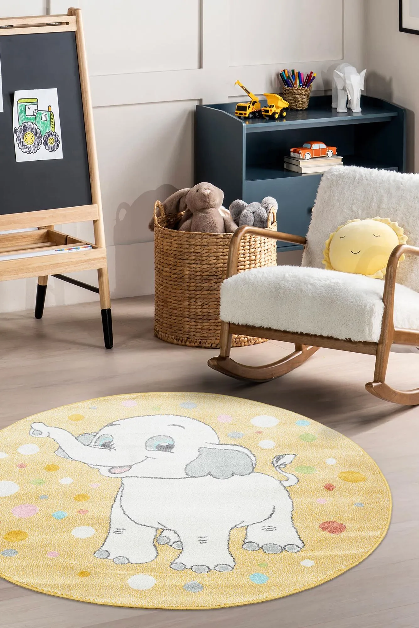 Large View Candy Elephant Kids Round Rug(Size 133 x 133cm) ROUND