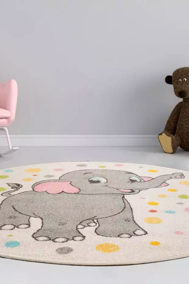 Candy Elephant Kids Round Rug(Size 133 x 133cm) ROUND