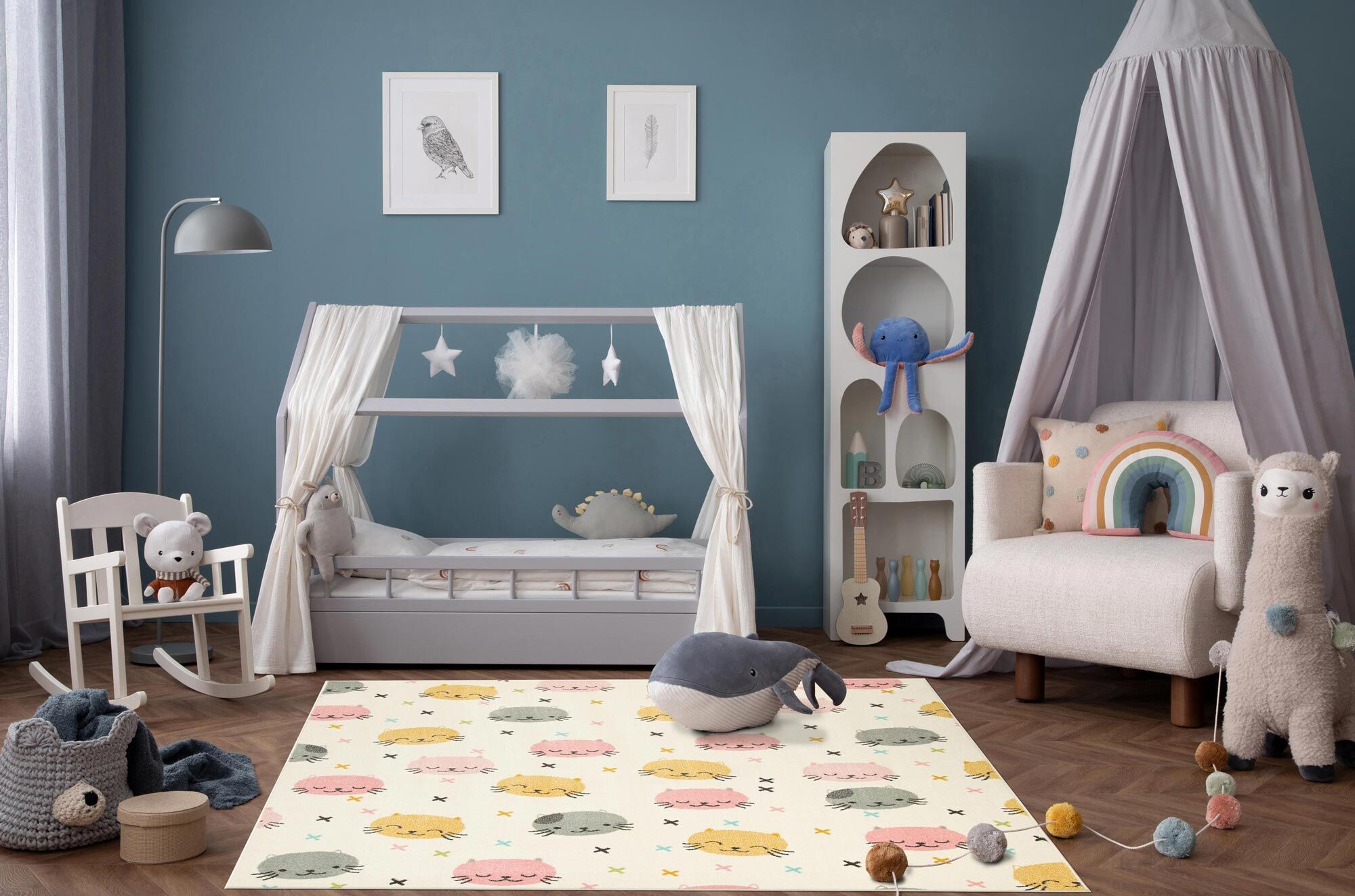 Candy Cat Face Kids Rug