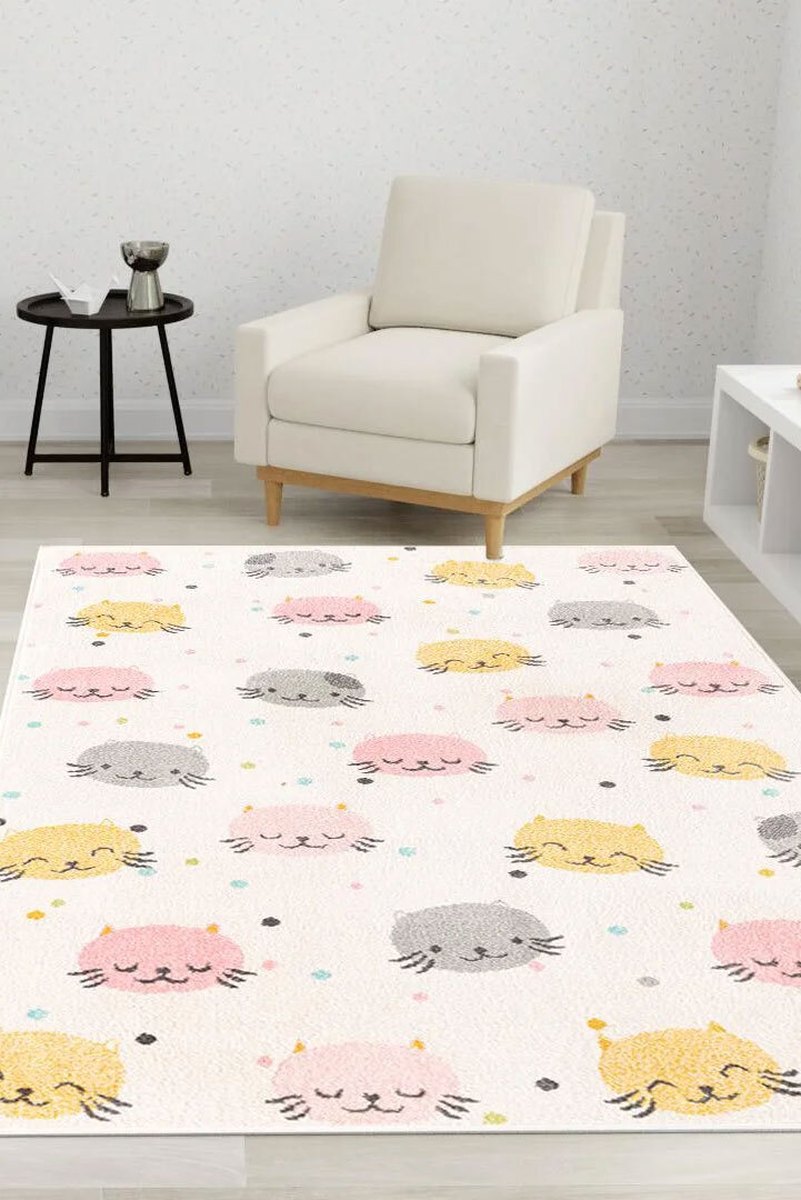 Candy Cat Face Kids Rug(Size 170 x 120cm)