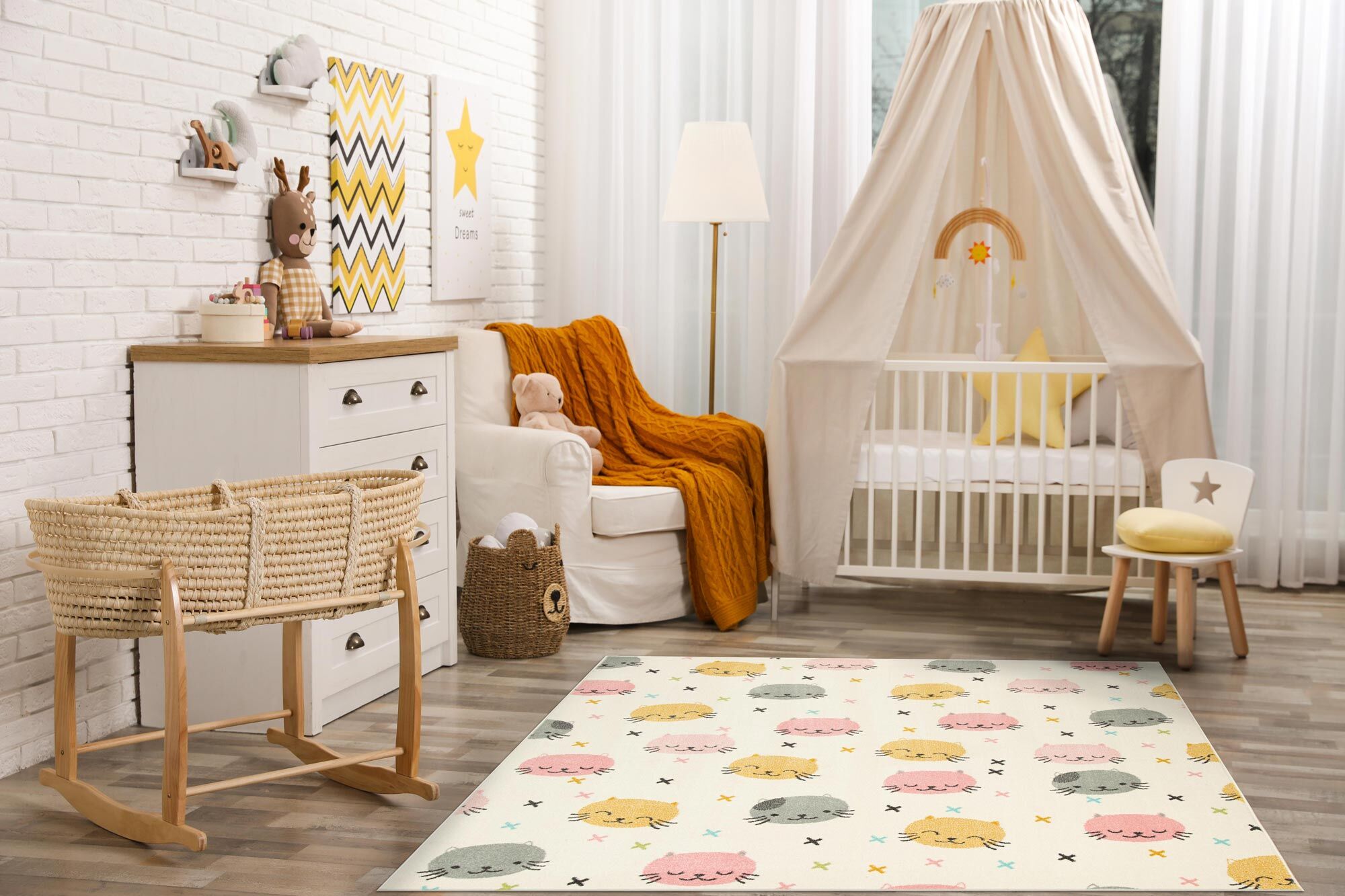 Candy Cat Face Kids Rug