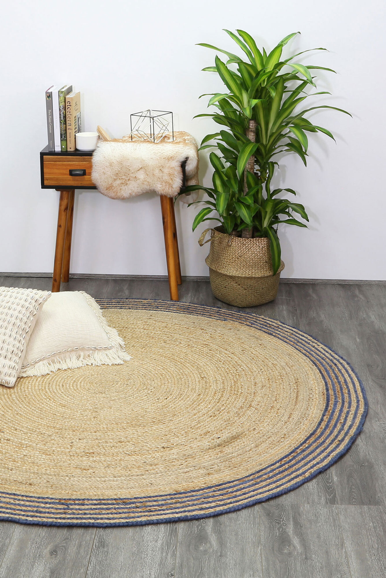 Carmel Round Jute Rug Navy Rugs Flexible Payment Options