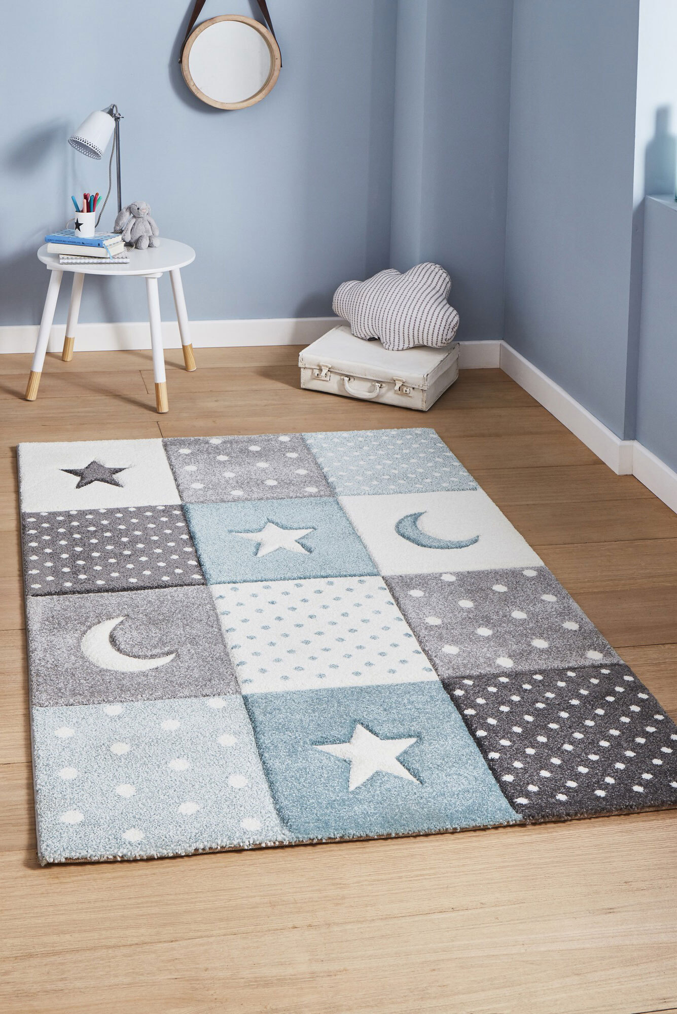 Charlie Moon & Stars Kids Rug(Size 170 x 125cm)