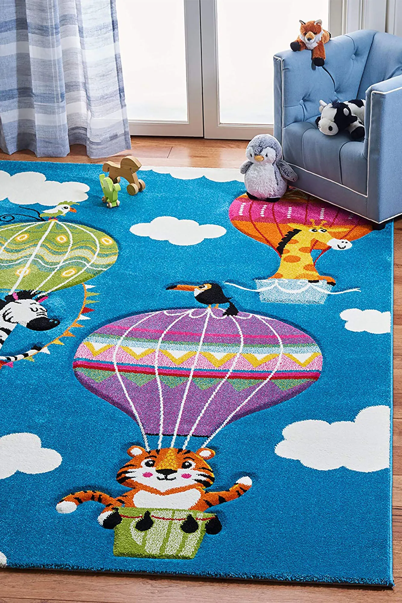 Charlie Hot Air Balloon Kids Rug(Size 170 x 125cm)