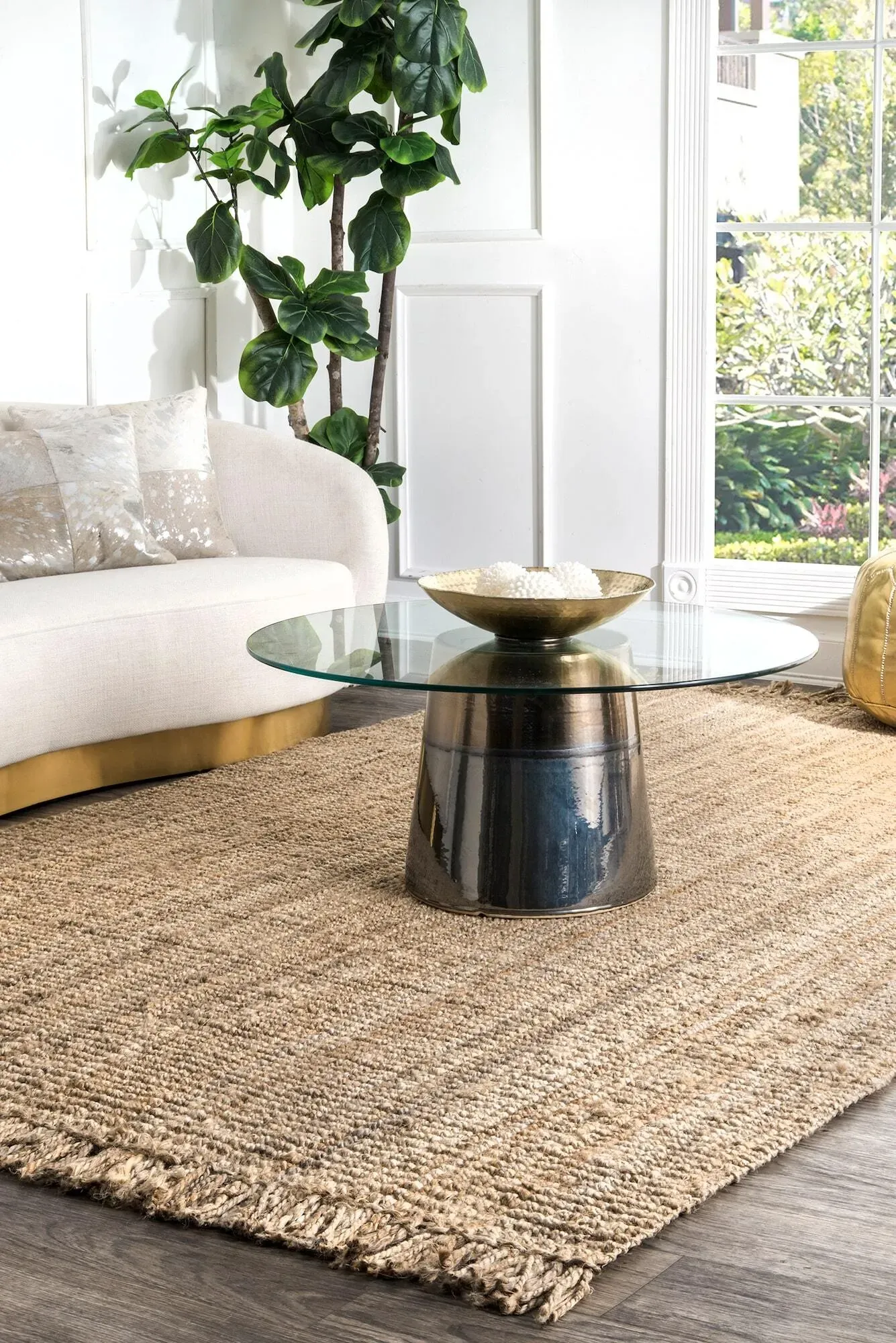 Jinky Rugs Small Chunky Jute Rug | Hand Woven Rugs | Tan & Ivory