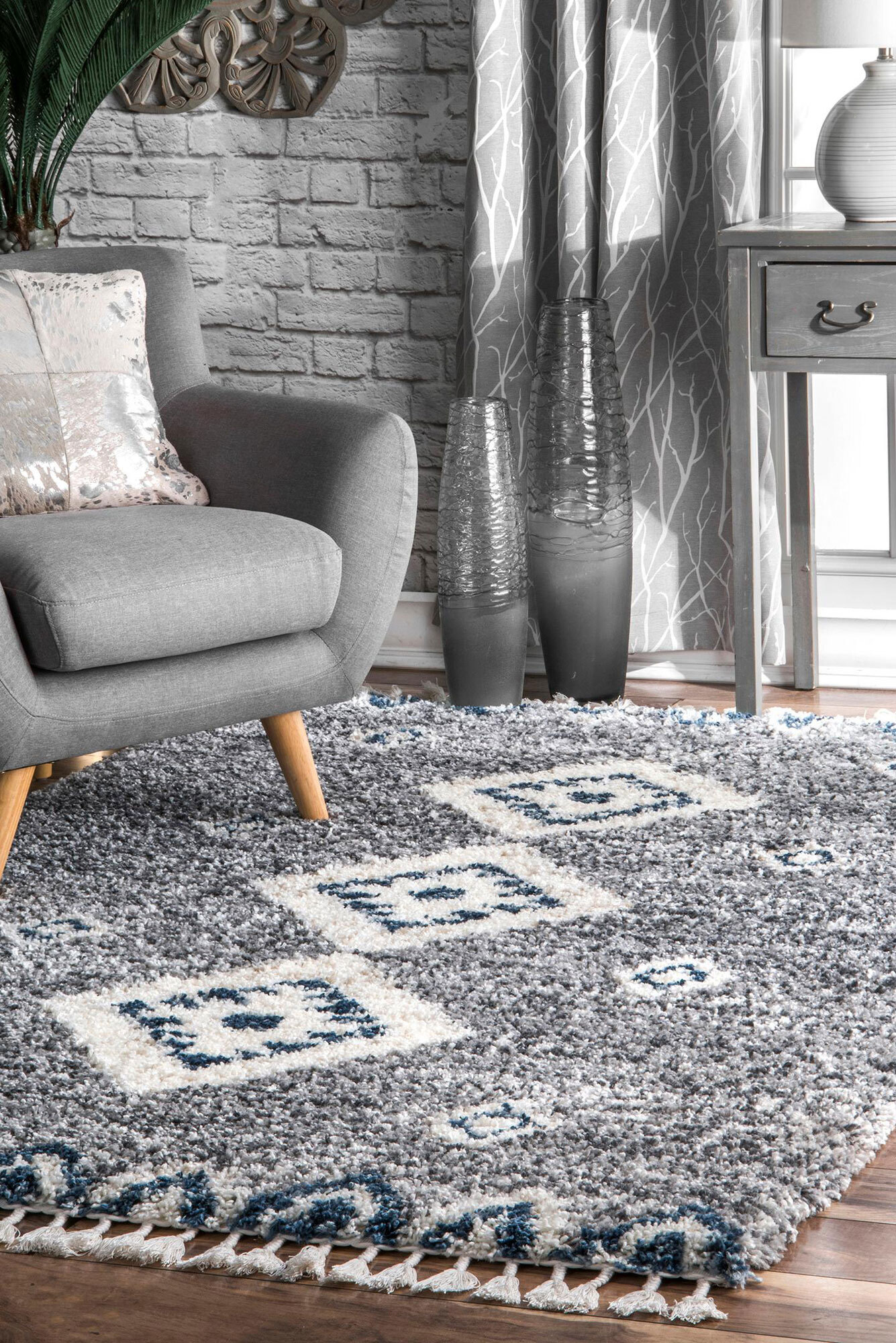 Large View Charles Moroccan Shaggy Rug(Size 170 x 120cm)