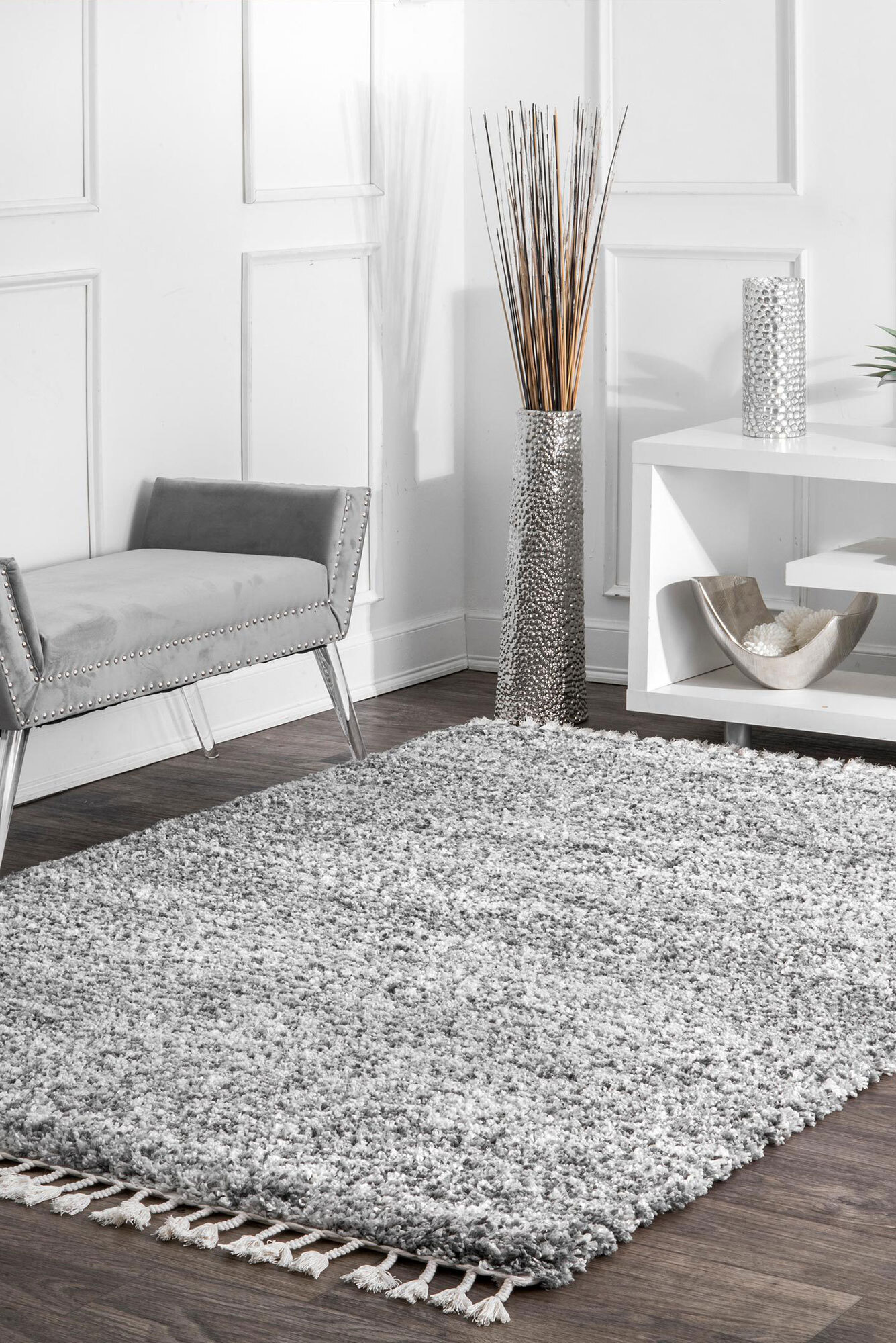 Charles Grey Moroccan Shag Rug(Size 170 x 120cm)