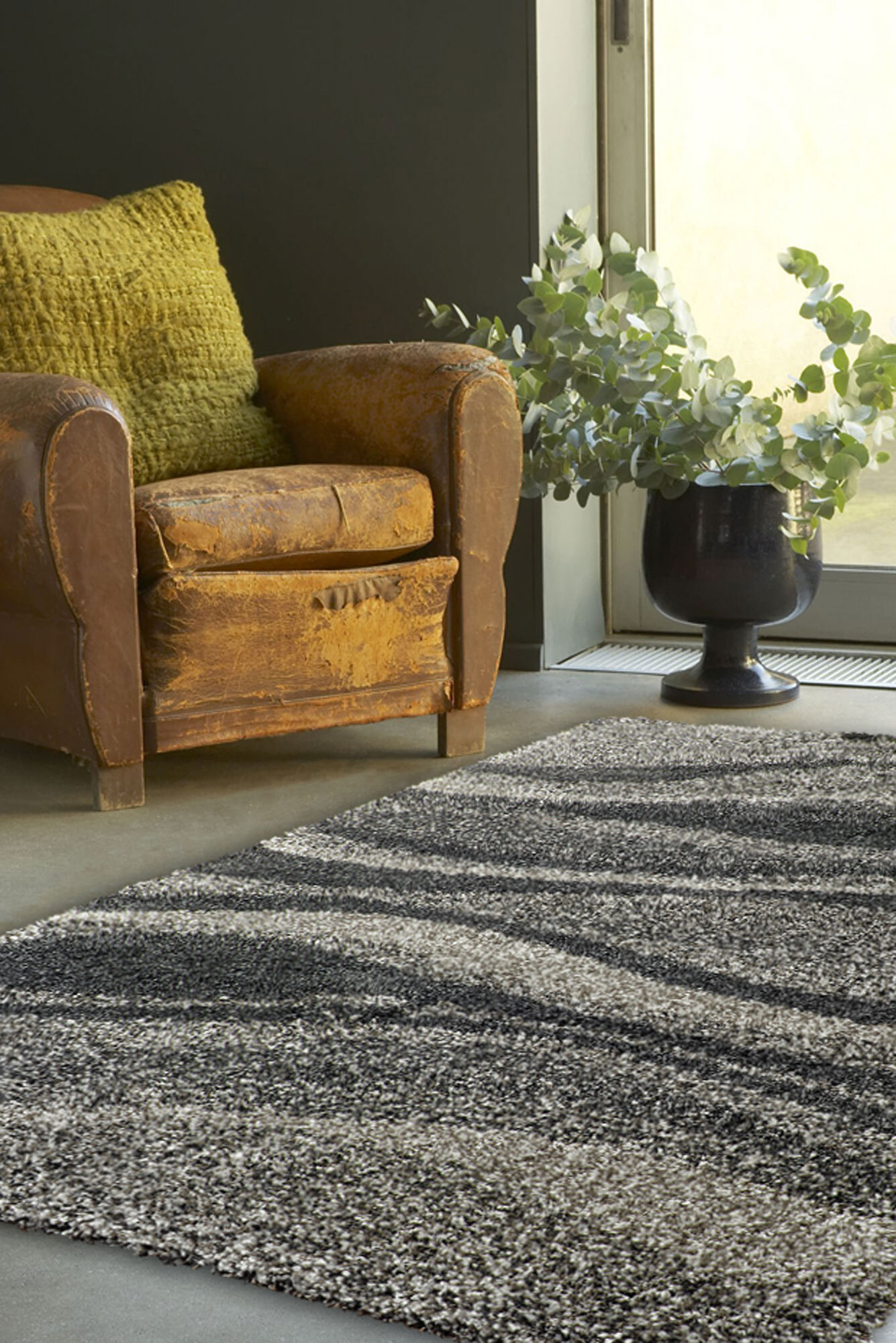 Large View Ciro Grey Wavy Shaggy Rug(Size 170 x 120cm)