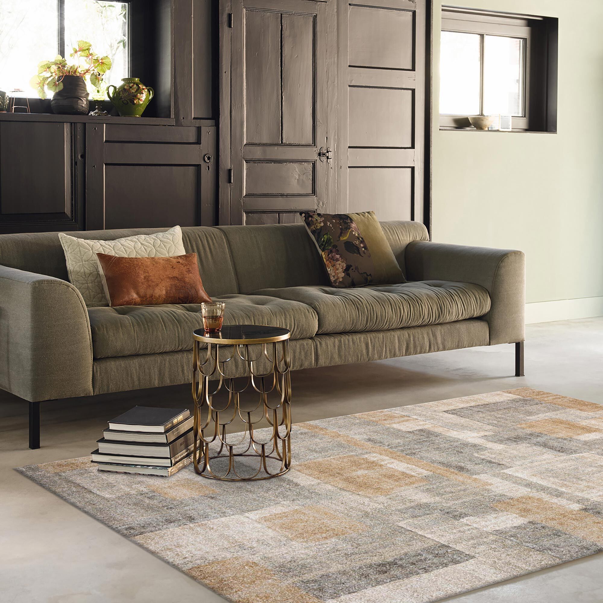 Large View Cremona Geometric Carved Rug