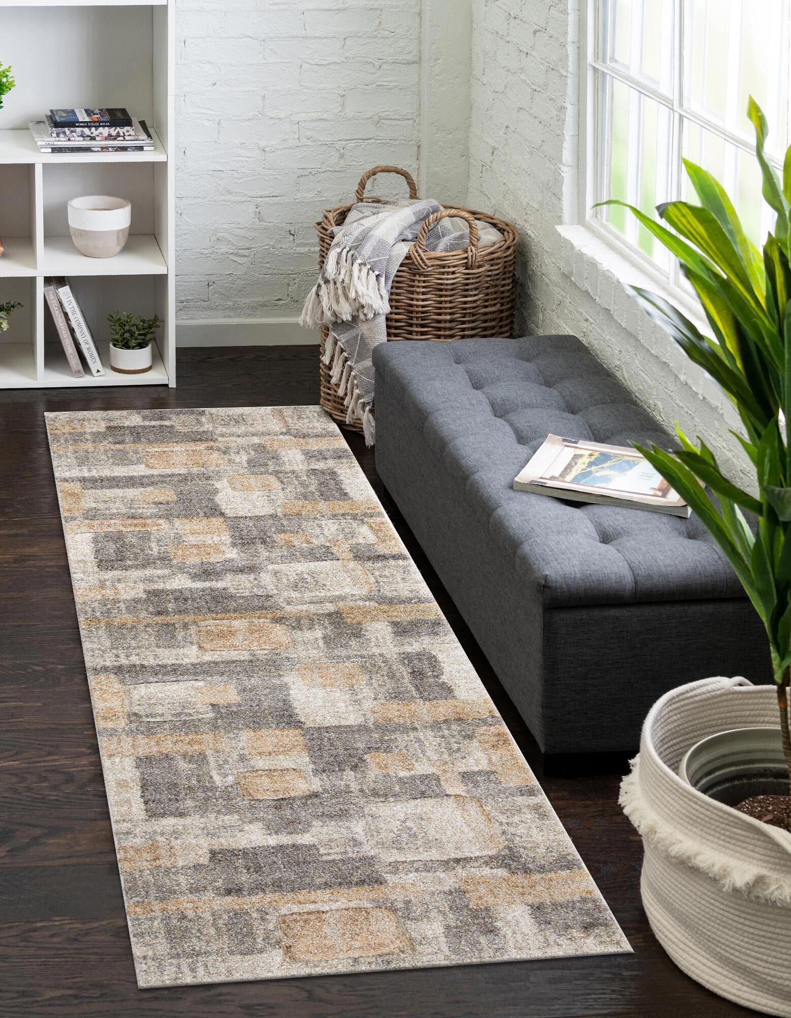 Large View Cremona Geometric Carved Rug