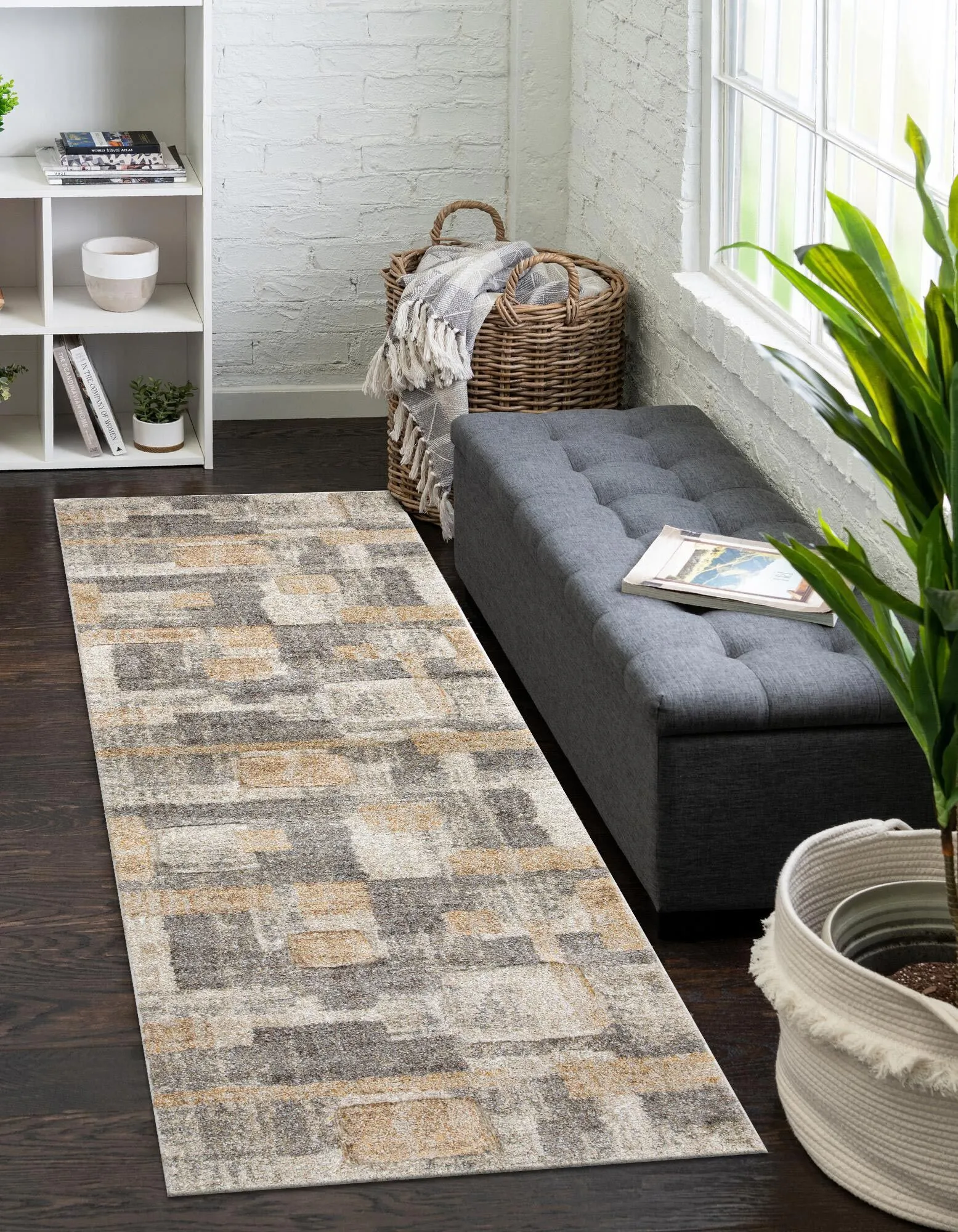 Large View Cremona Geometric Carved Rug