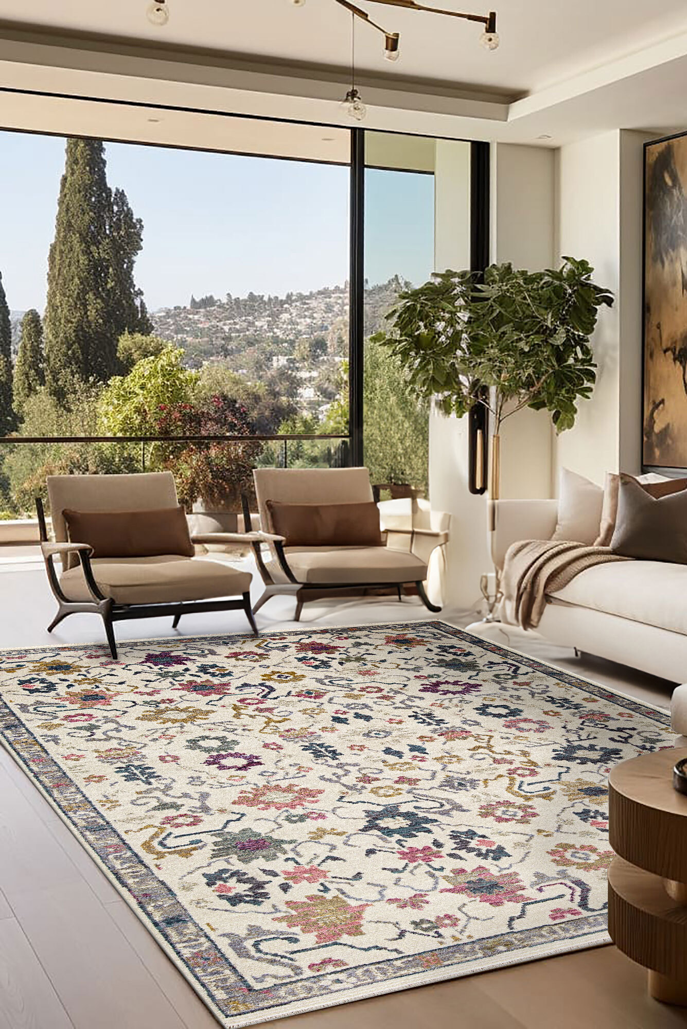Large View Cora Traditional Floral Motif Rug(Size 230 x 160cm)